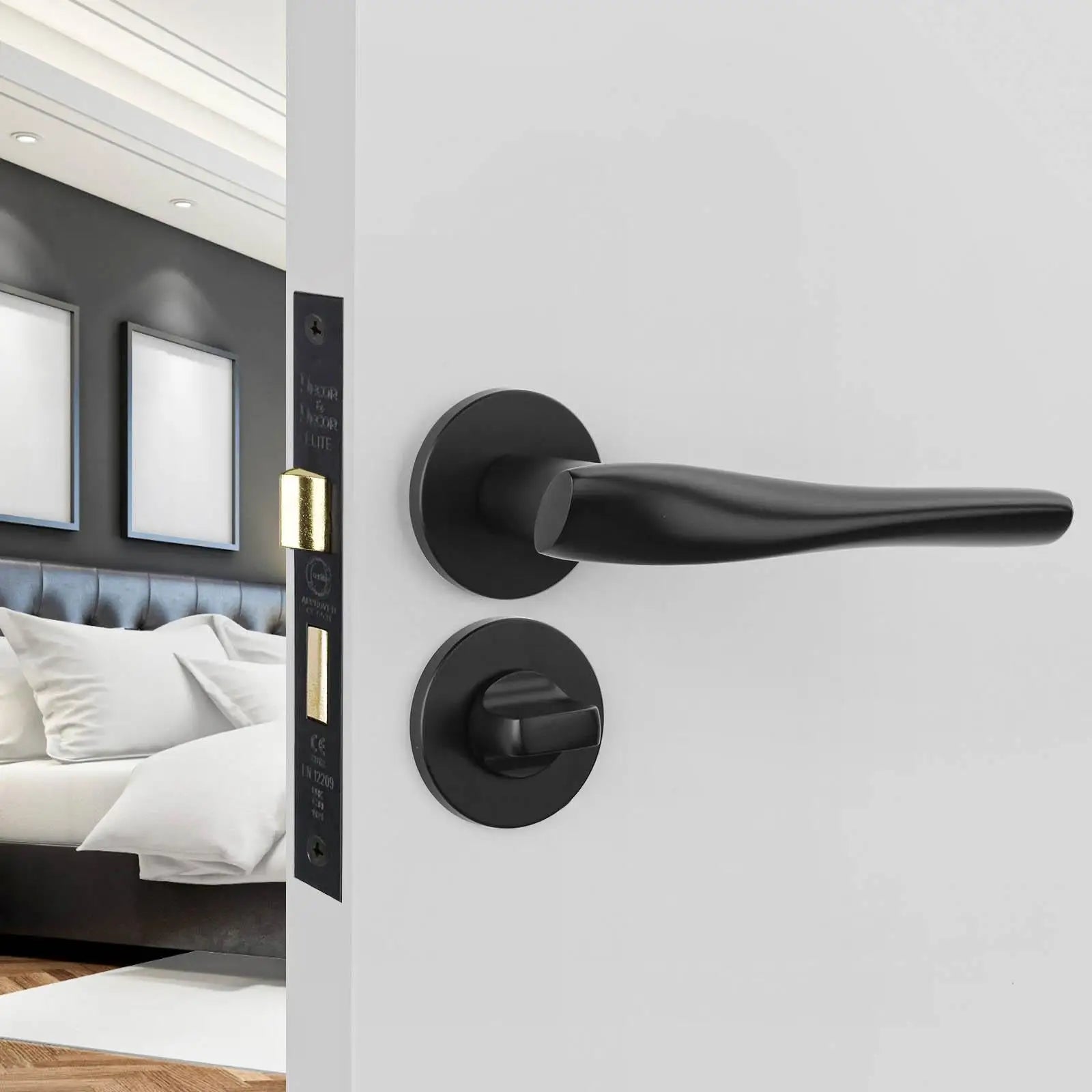 Nanda Matt Black Bathroom Door Handles - Kit - Handle Set – Modern & Durable