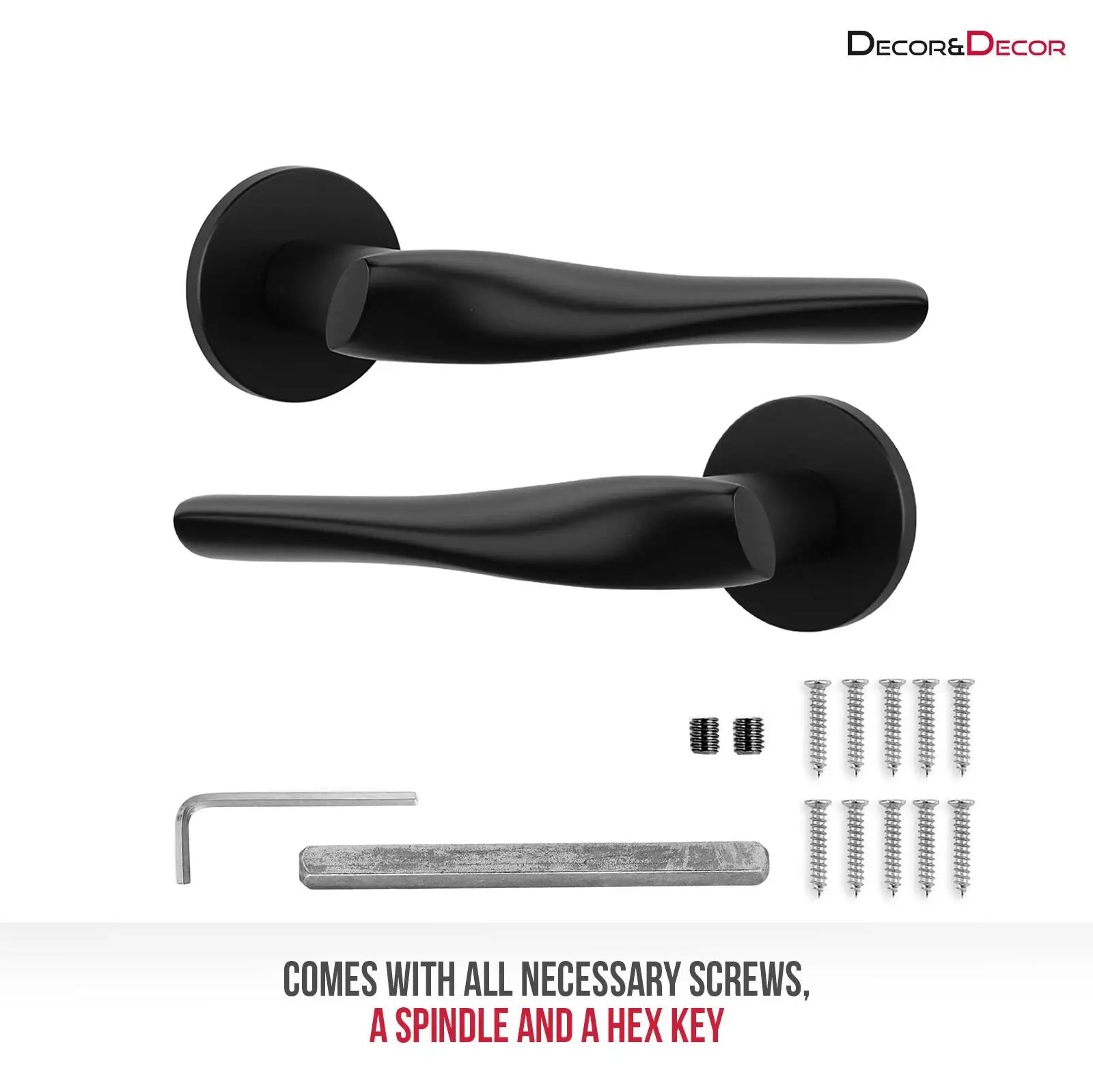 Nanda Matt Black Privacy Door Handles - Sash Lock Kit Set - Handle –