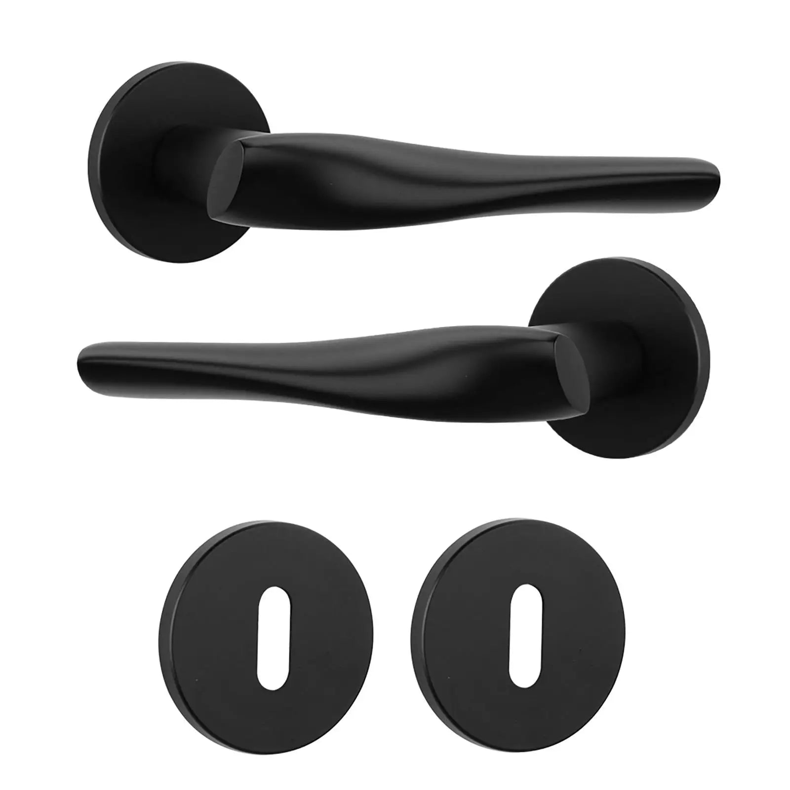 Nanda Matt Black Privacy Door Handles - Sash Lock Kit Set - Handle –