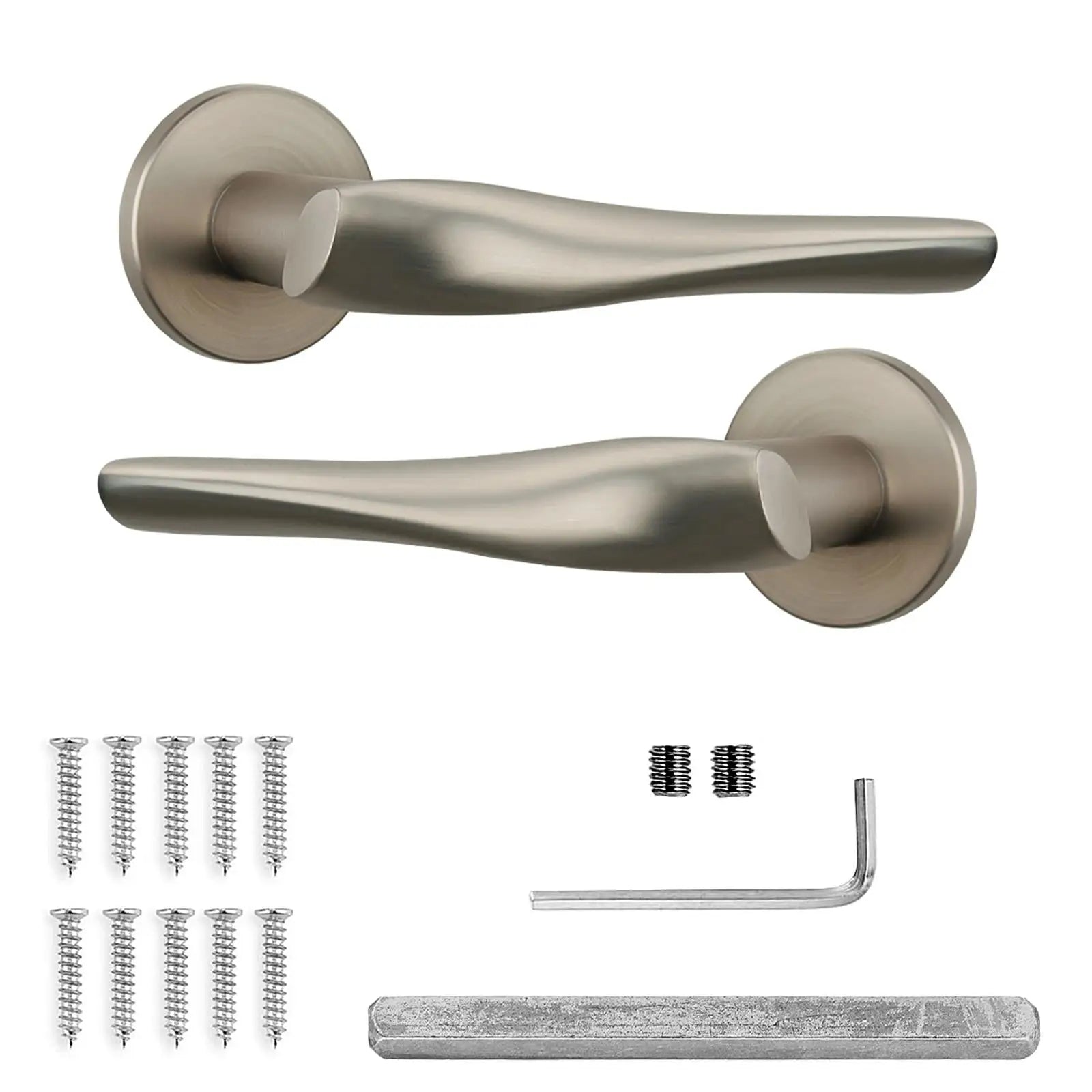 Nanda Satin Nickel Passage Door Handles - Latch Kit Set - –