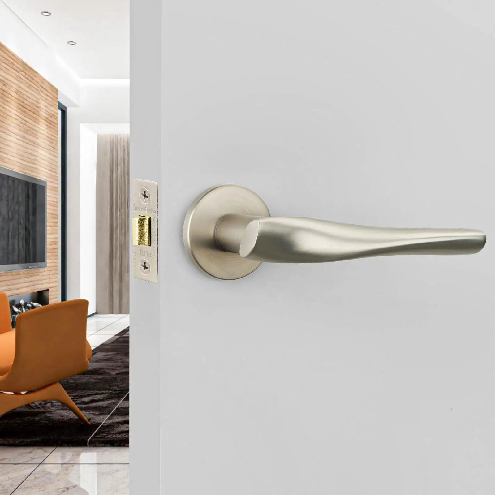 Nanda Satin Nickel Passage Door Handles - Latch Kit Set - –