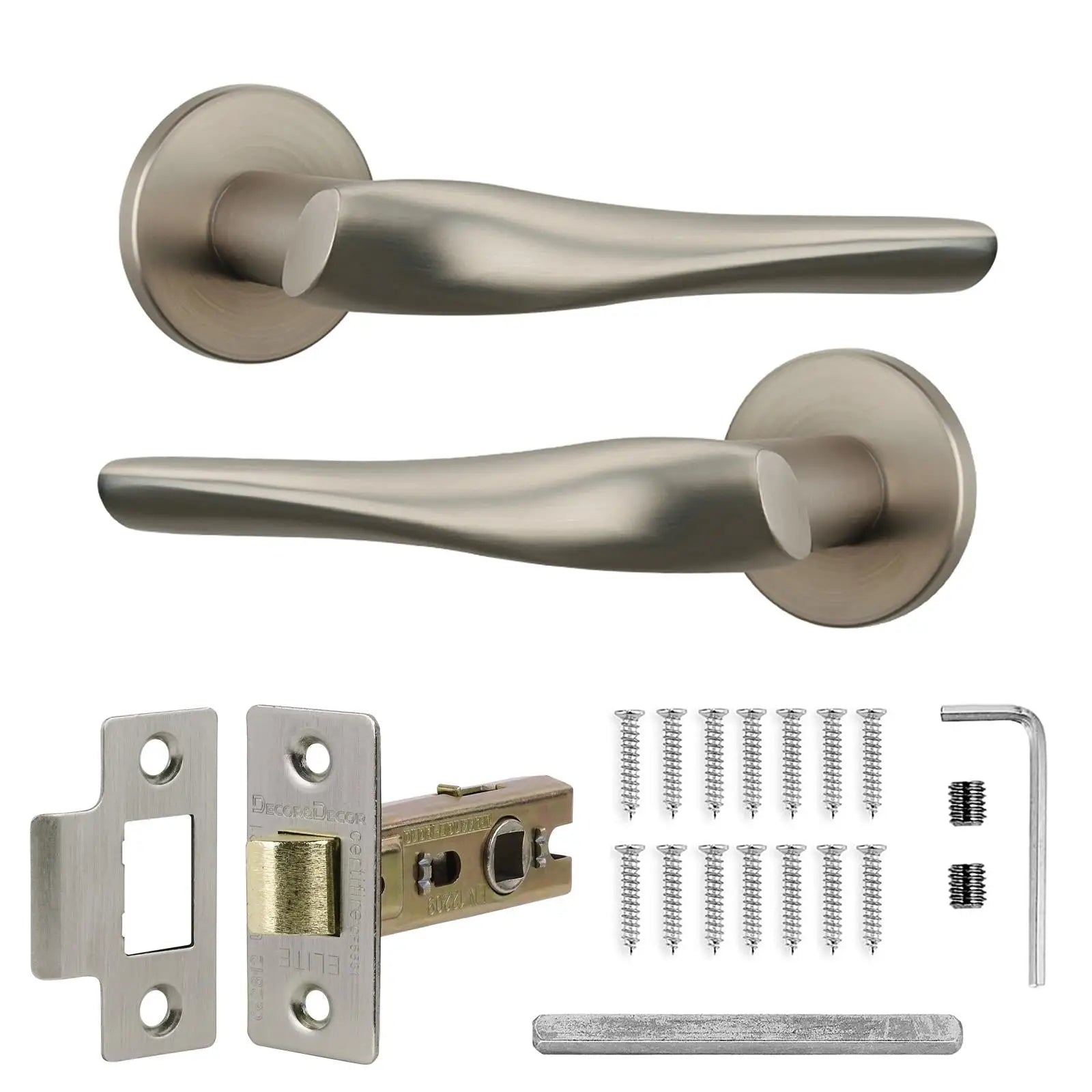 Nanda Satin Nickel Passage Door Handles - Latch Kit Set - –