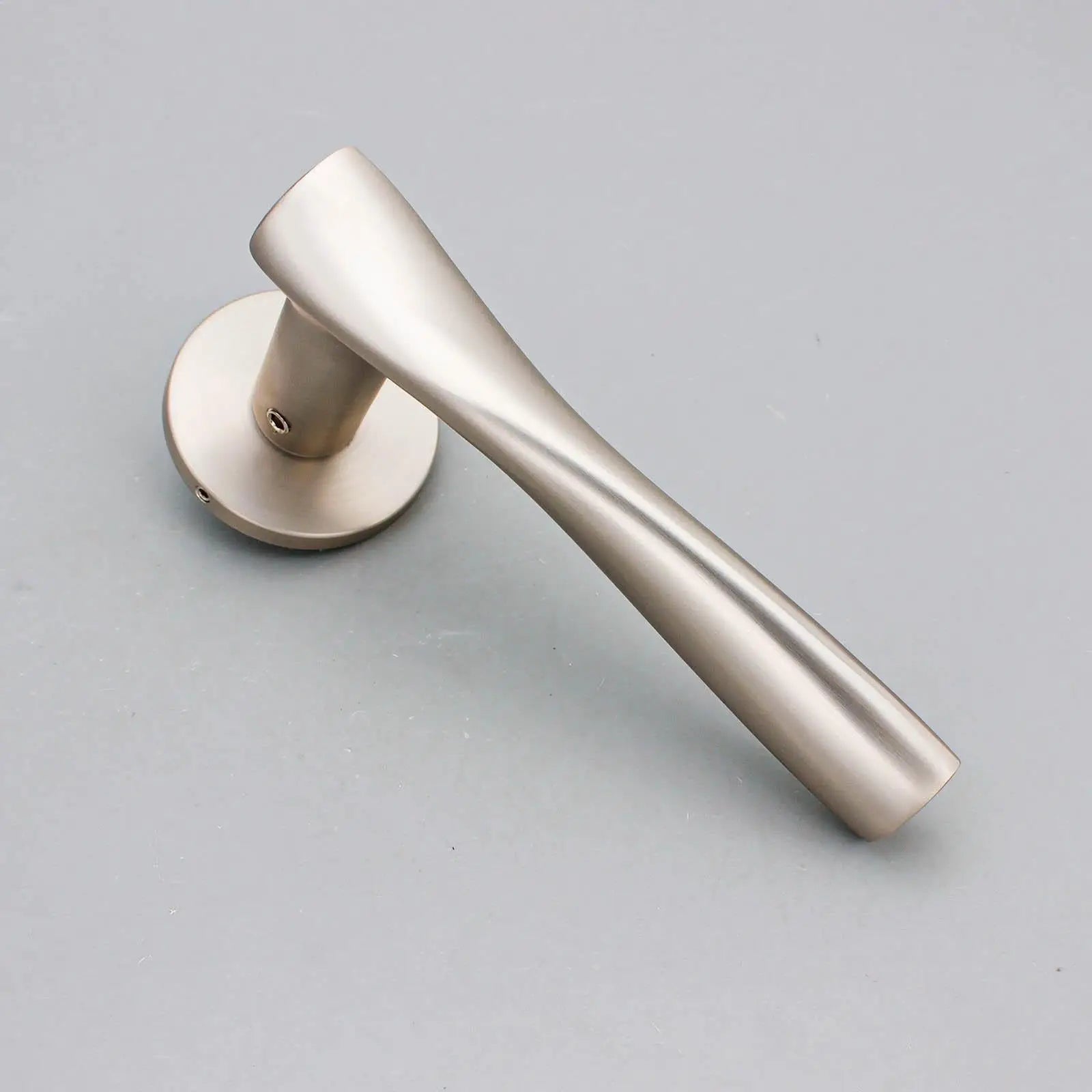Nanda Satin Nickel Privacy Door Handles - Sash Lock Kit Set - Handle –