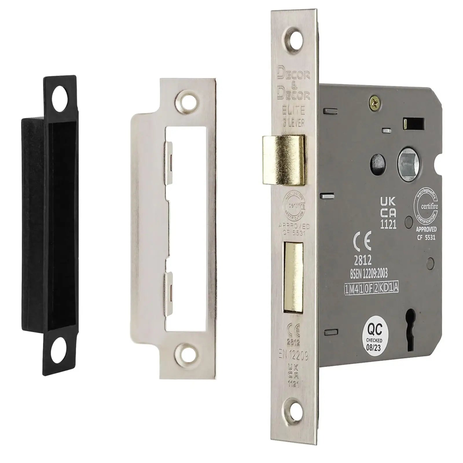 Nanda Satin Nickel Privacy Door Handles - Sash Lock Kit Set - Handle –
