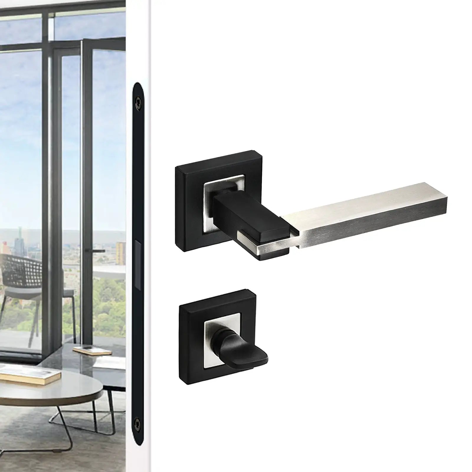 Nexus Duo Finish Bathroom Door Lever Handles - Bathroom Kit Set - Decor And Decor