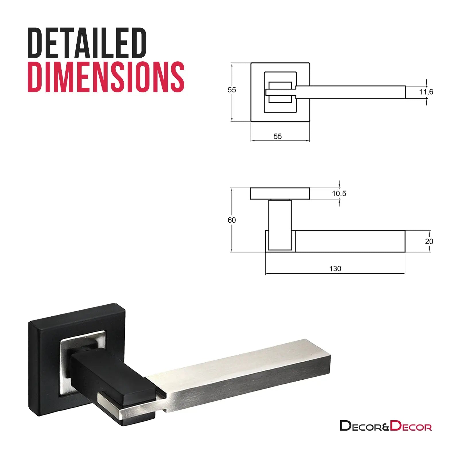 Nexus Duo Finish Bathroom Door Lever Handles - Bathroom Kit Set - Decor And Decor