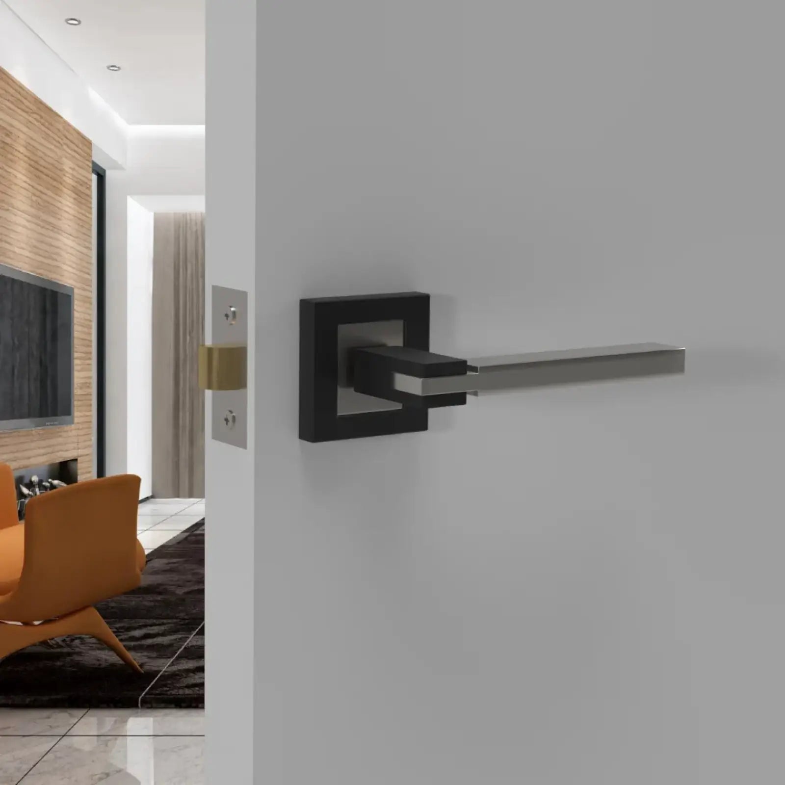 Modern Square Door Handle from Nexus Duo Finish Door Lever Handles Pair of Handles