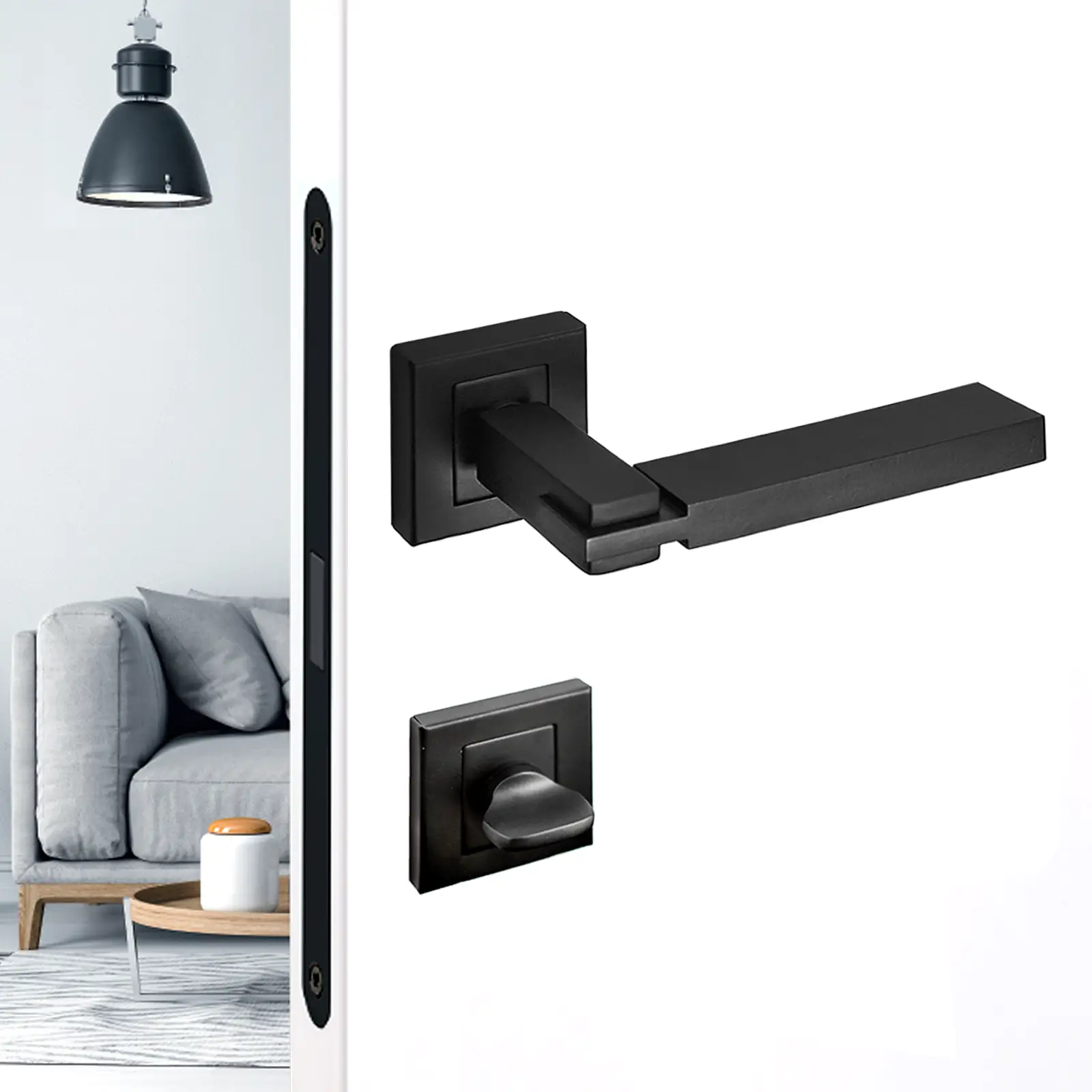 Nexus Matt Black Bathroom Door Lever Handles - Bathroom Kit Set - Decor And Decor