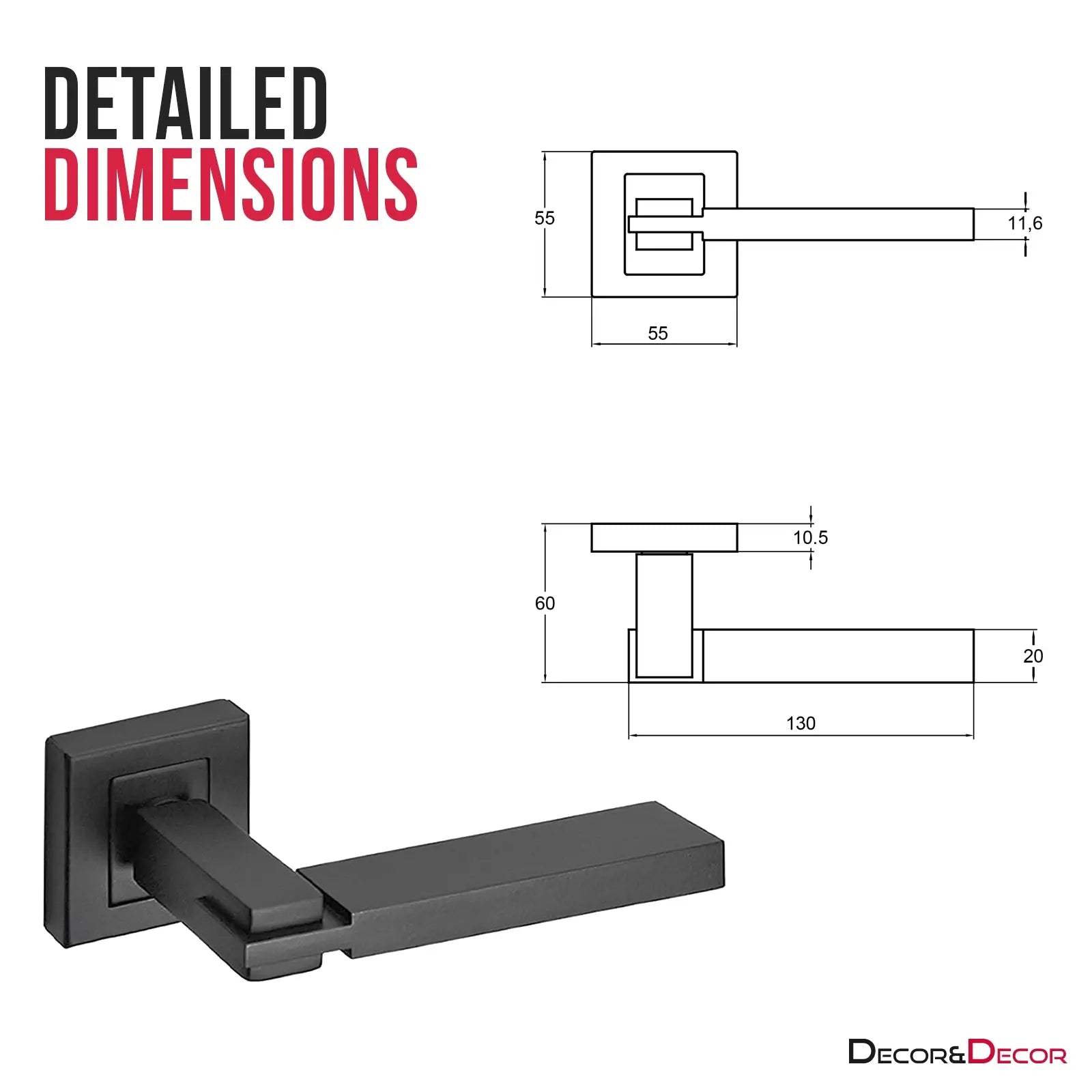 Nexus Matt Black Passage Door Lever Handles - Latch and Hinge Set - Latch & Hinge