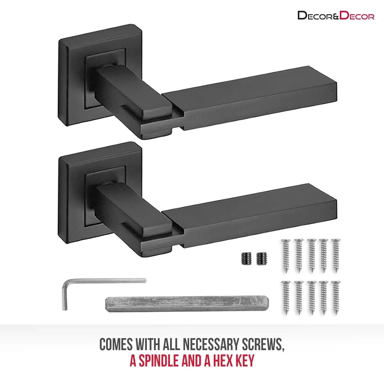 Nexus Matt Black Passage Door Lever Handles - Latch and Hinge Set - Latch & Hinge