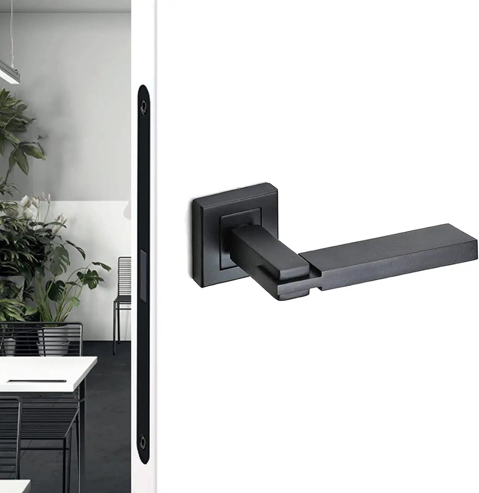 Nexus Matt Black Passage Door Lever Handles - Latch and Hinge Set - Latch & Hinge