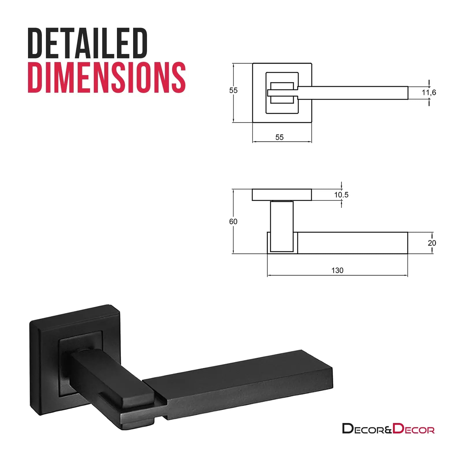 Nexus Matt Black Privacy Door Lever Handles - Sash Lock Kit Set - Decor And Decor