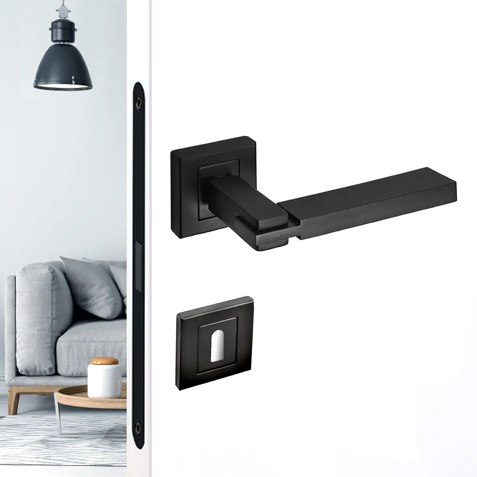 Nexus Matt Black Privacy Door Lever Handles - Sash Lock Kit Set - Decor And Decor