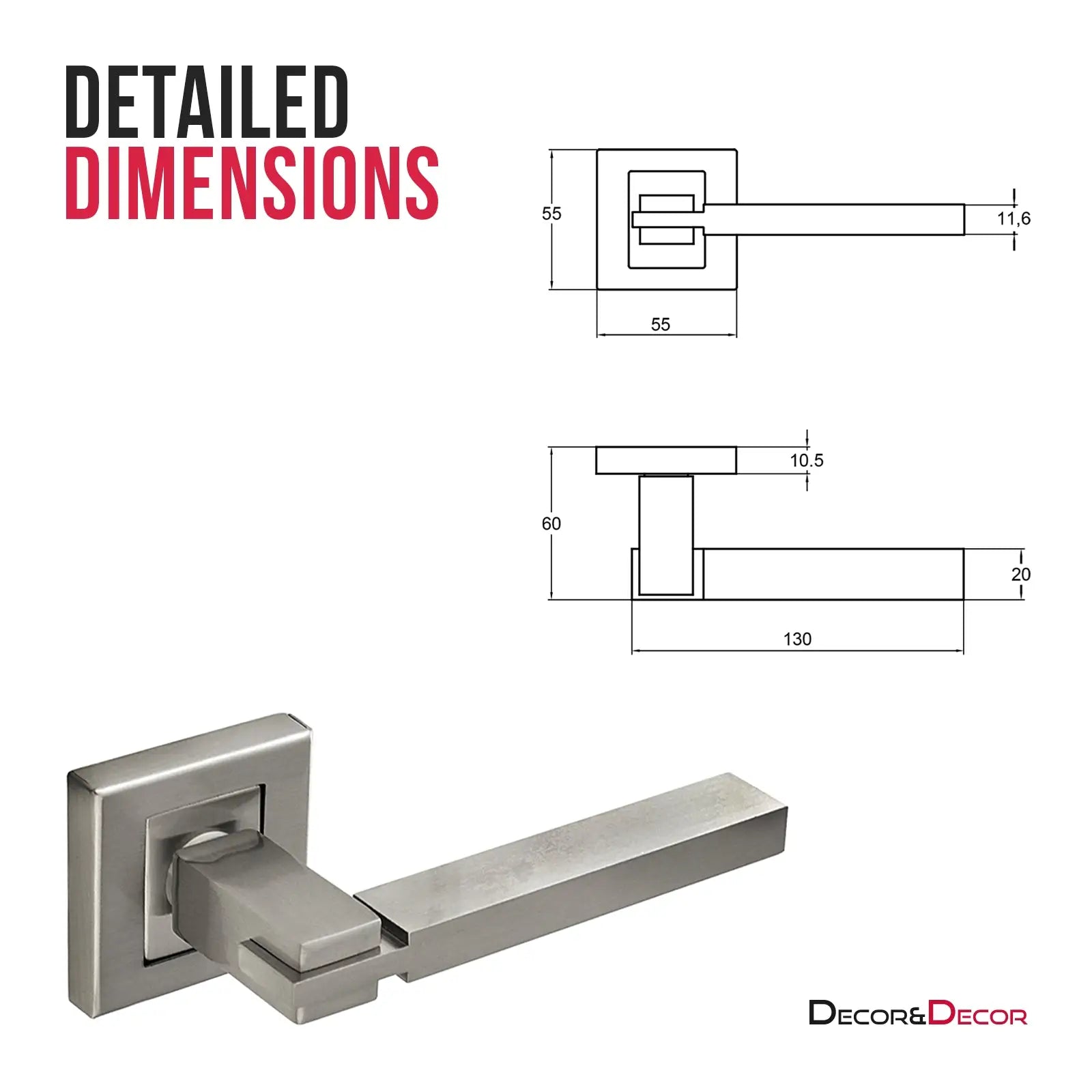Nexus Satin Nickel Bathroom Door Lever Handles - Bathroom Kit Set - Decor And Decor