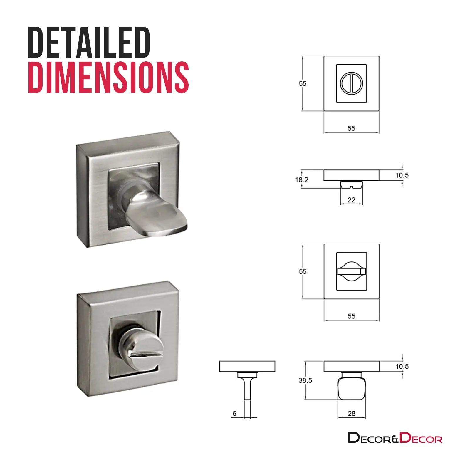 Nexus Satin Nickel Bathroom Door Lever Handles - Bathroom Kit Set - Decor And Decor