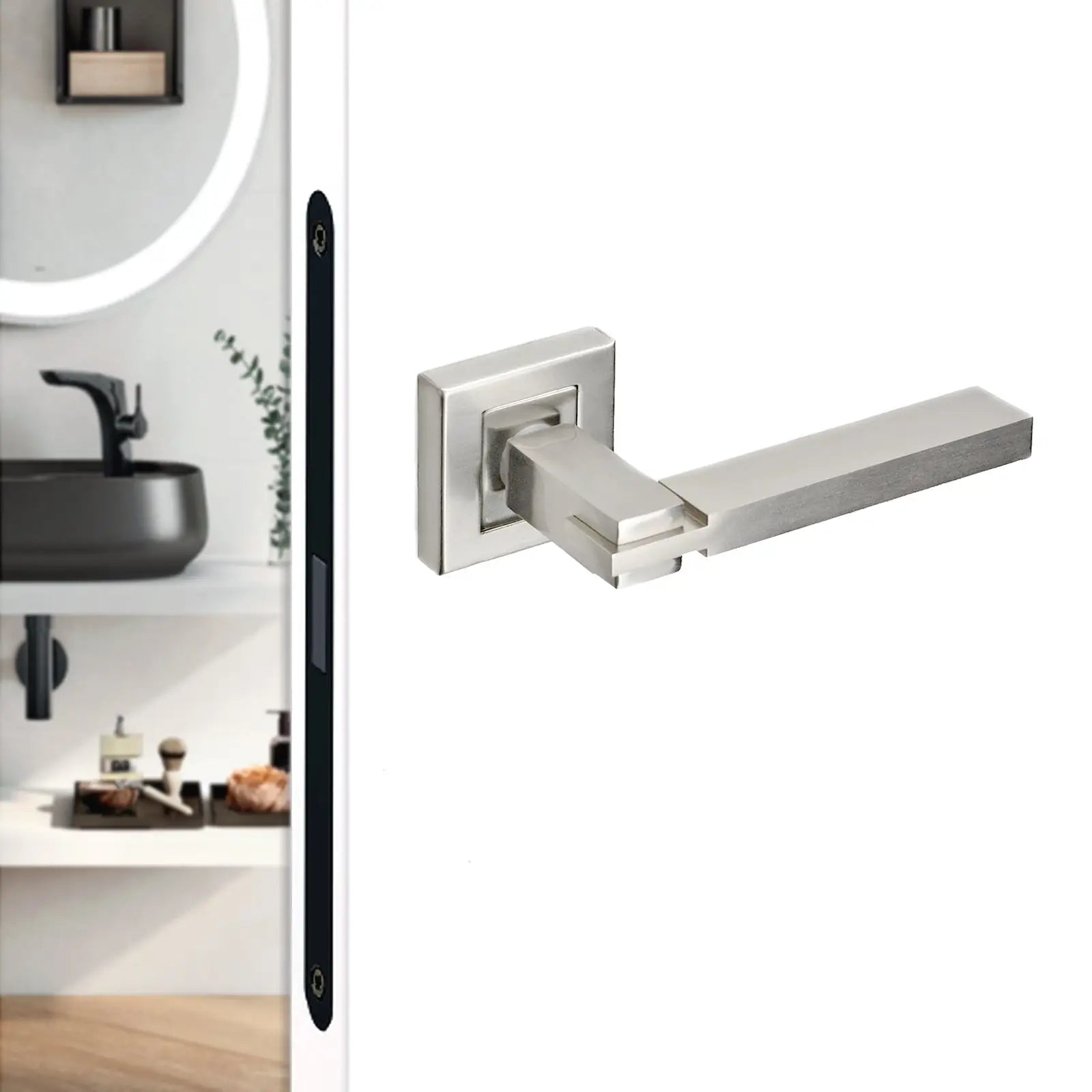 Nexus Satin Nickel Passage Door Lever Handles - Latch and Hinge Set - &