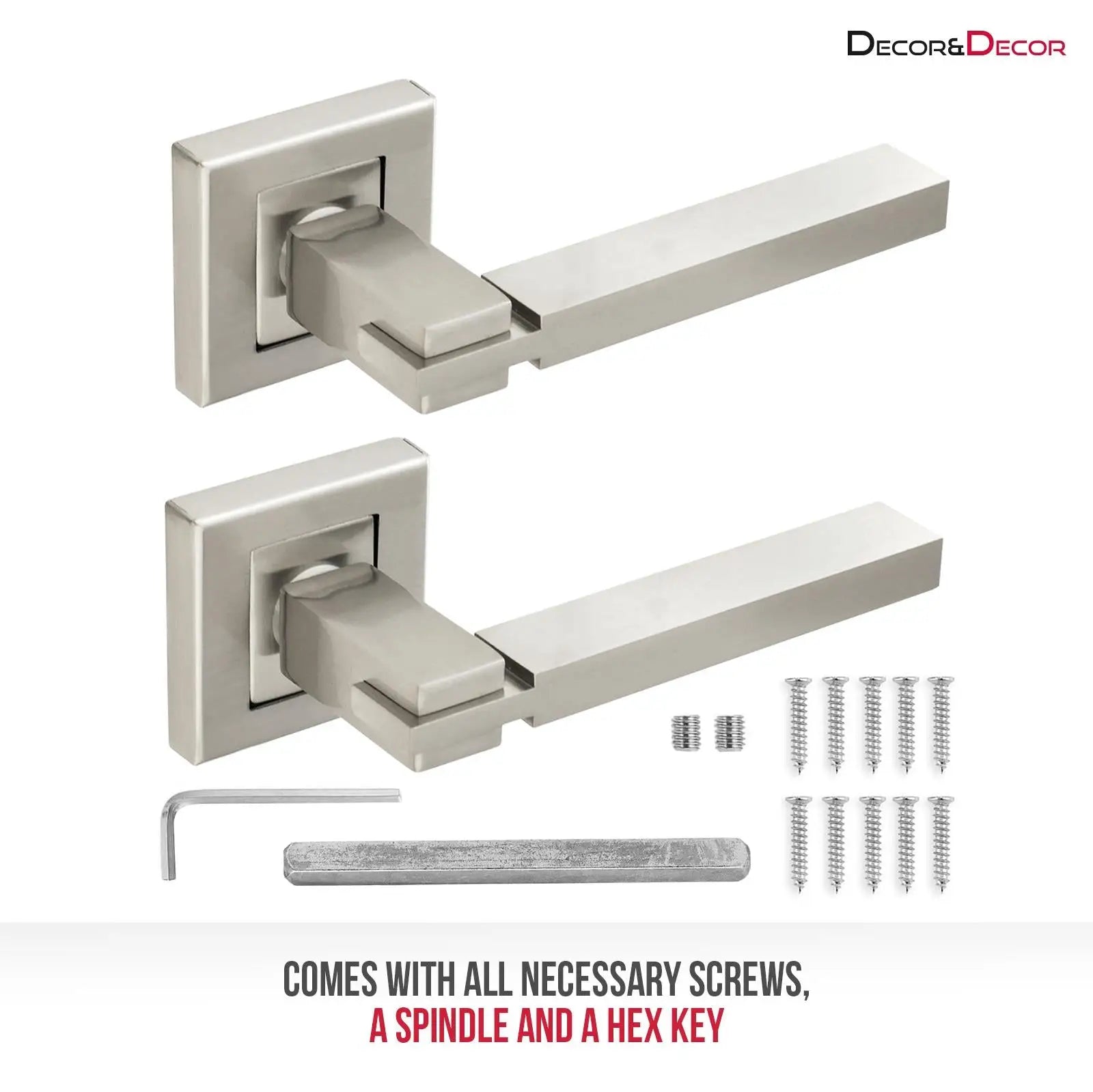 Nexus Satin Nickel Passage Door Lever Handles - Latch and Hinge Set - &