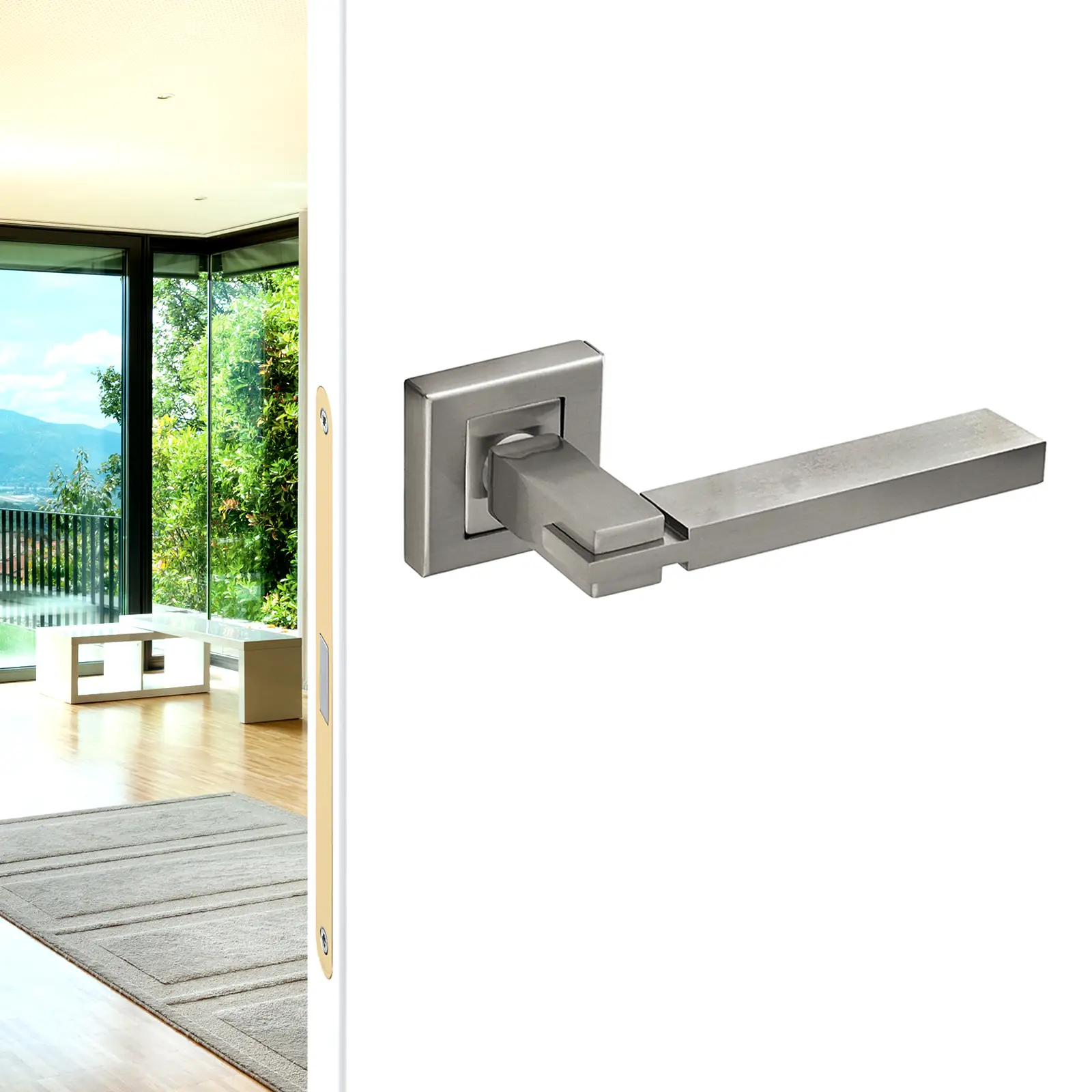 Nexus Satin Nickel Passage Door Lever Handles - Latch Kit Set - Decor And Decor