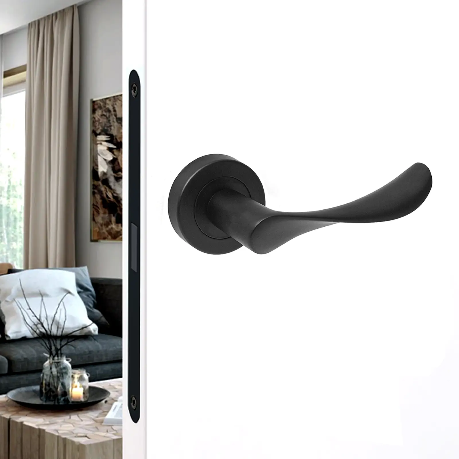 Nimbus Matt Black Door Lever Handles - Pair of Handles - Decor And Decor