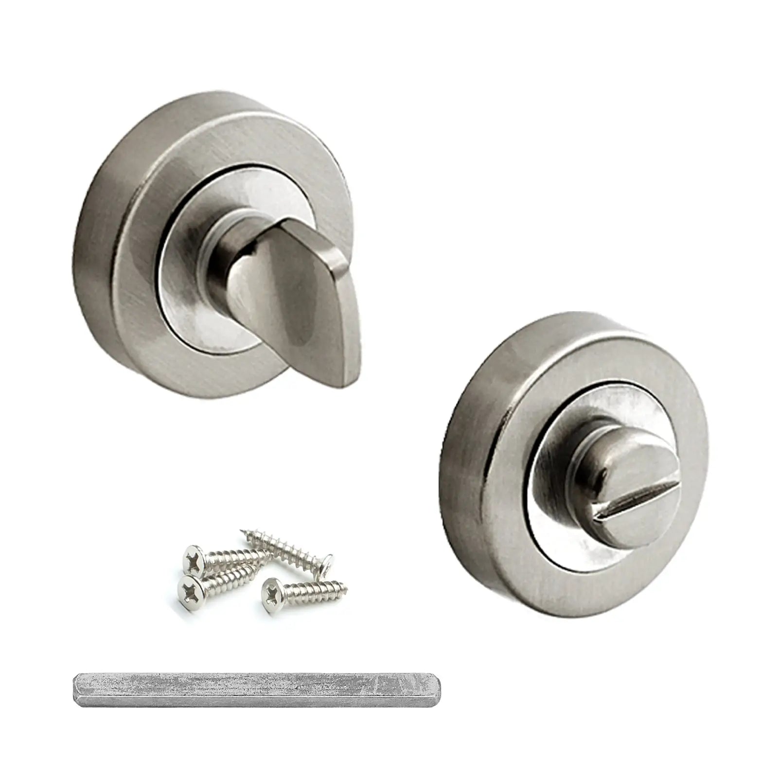 Nimbus Satin Nickel Bathroom Door Lever Handles- Bathroom Kit Set - Decor And Decor