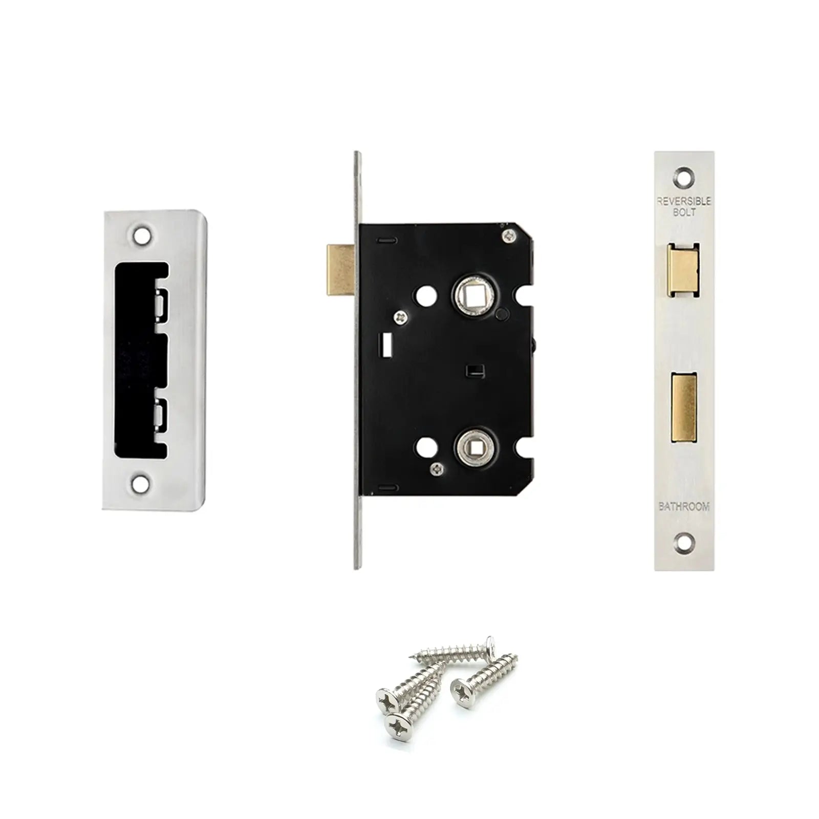 Nimbus Satin Nickel Bathroom Door Lever Handles- Bathroom Kit Set - Decor And Decor