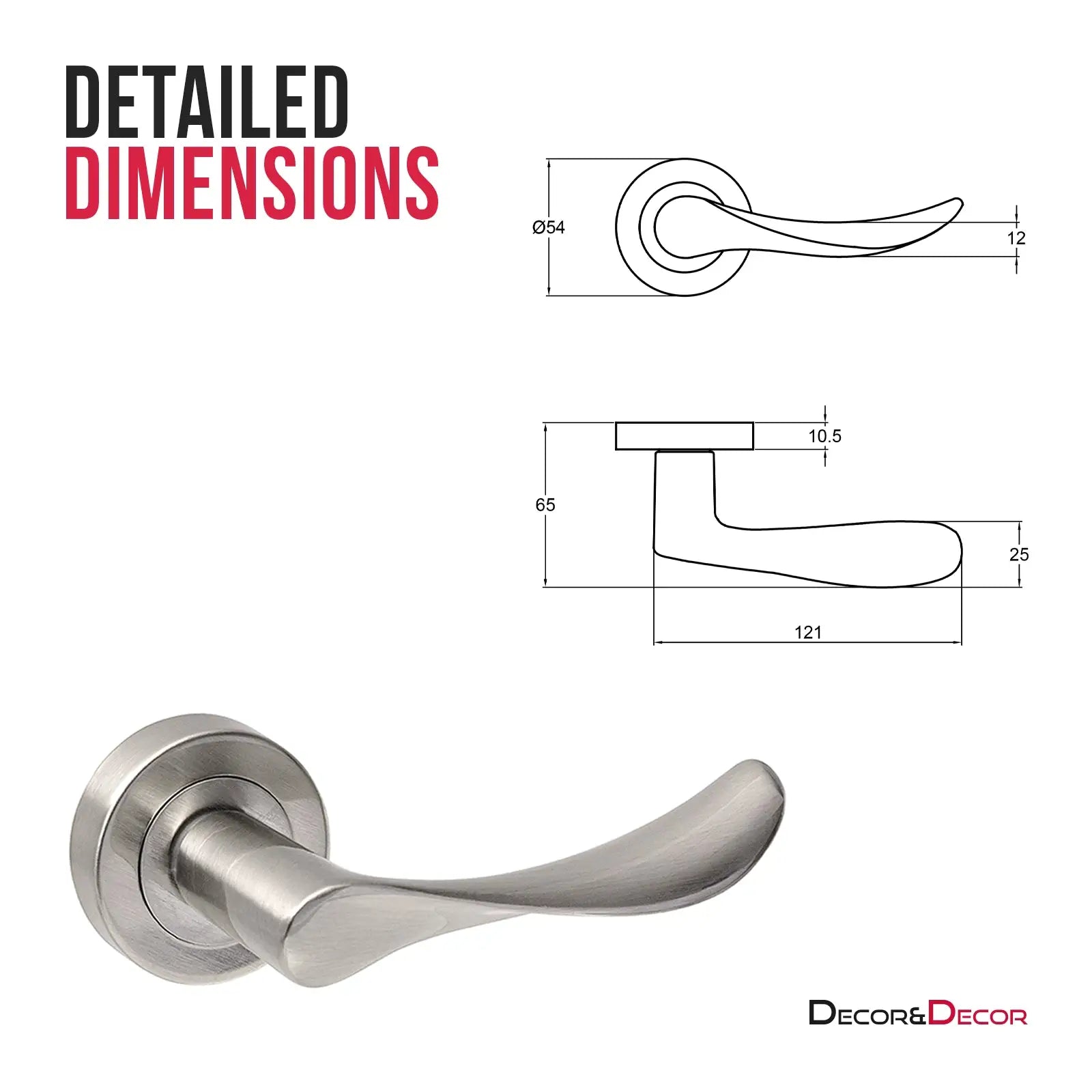 Nimbus Satin Nickel Passage Door Lever Handles - Latch Kit Set - Decor And Decor