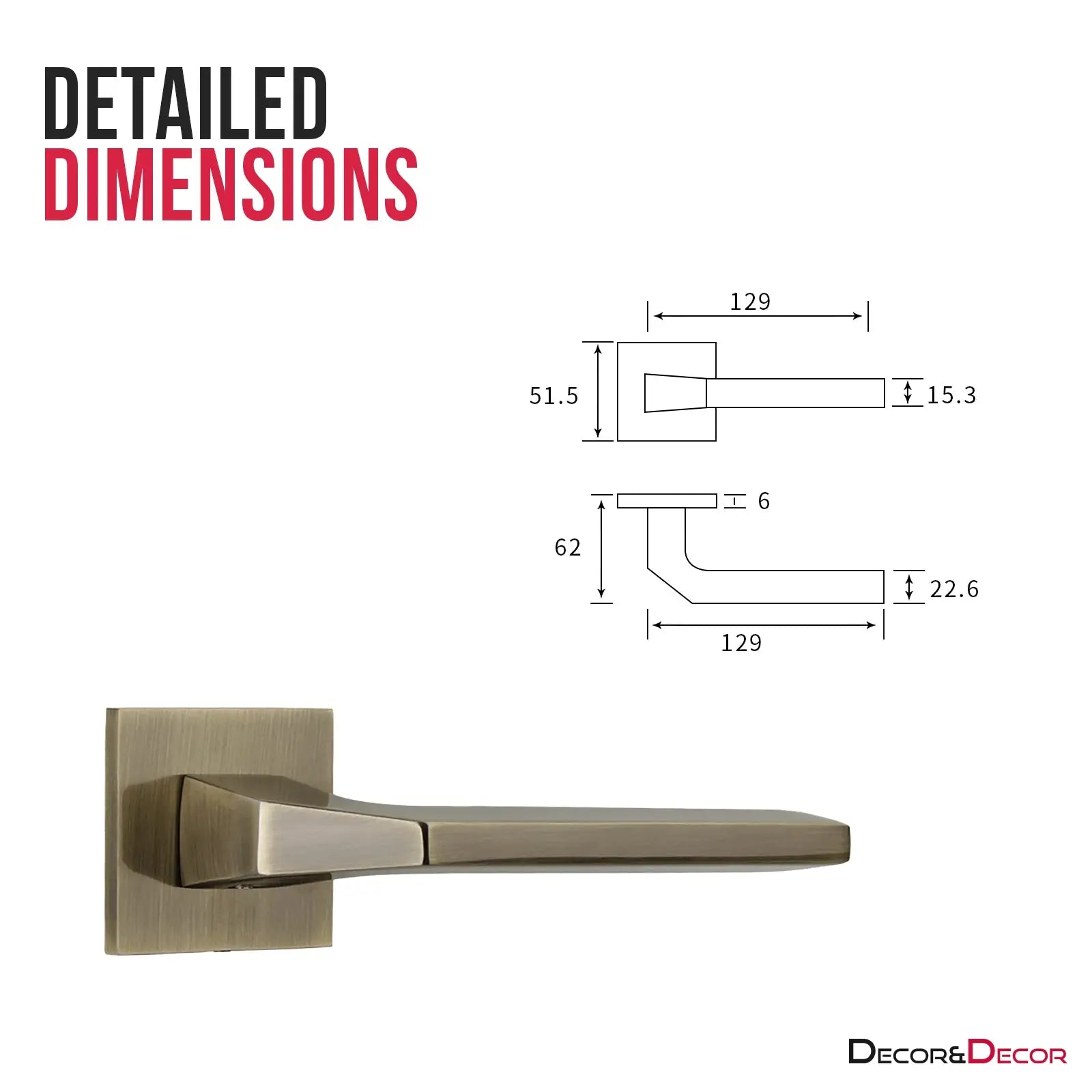 Penta Internal Door Handles - Antique Brass - – Elegant & Strong