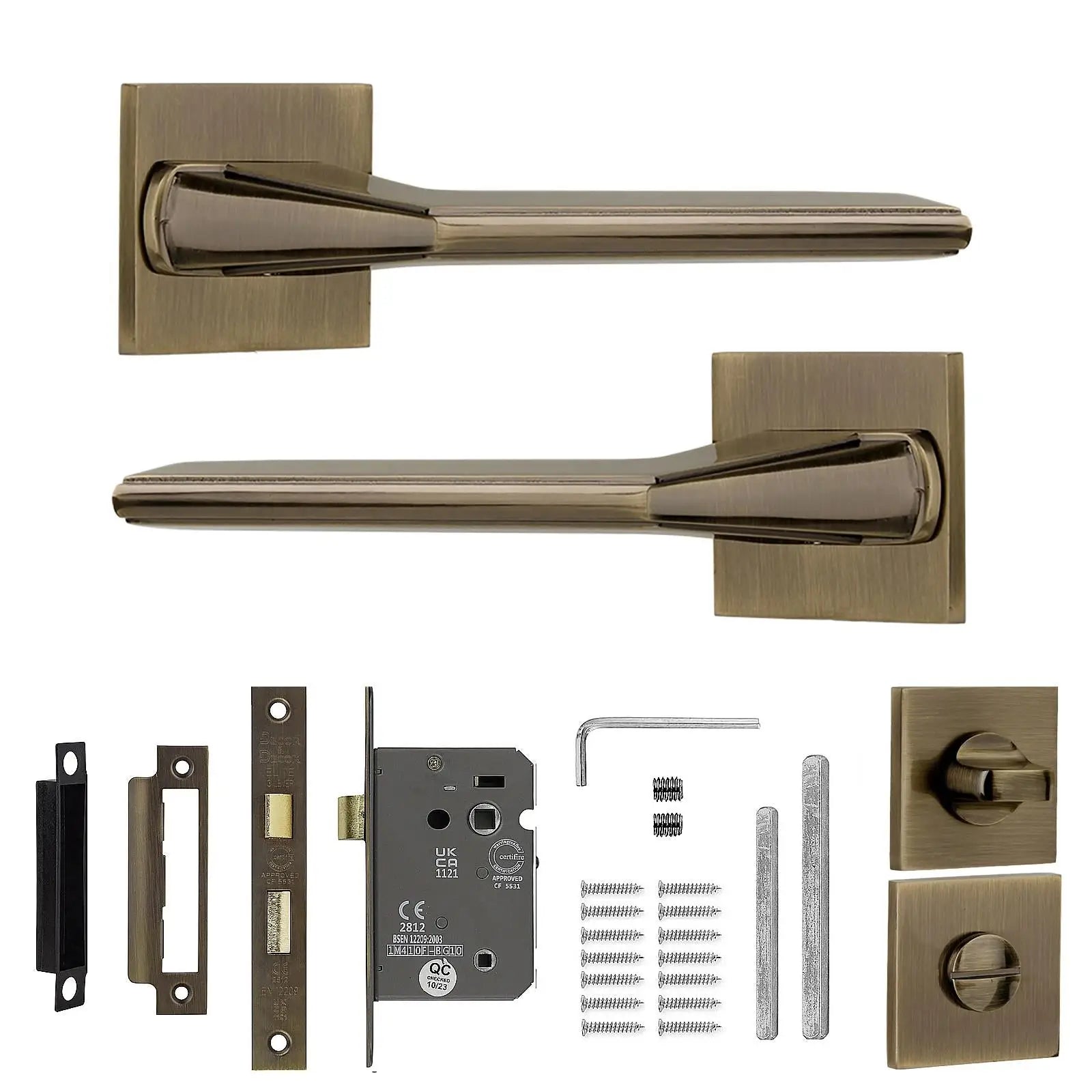 Bronze door handle set from Pera Antique Brass Bathroom Door Handles Bathroom Kit
