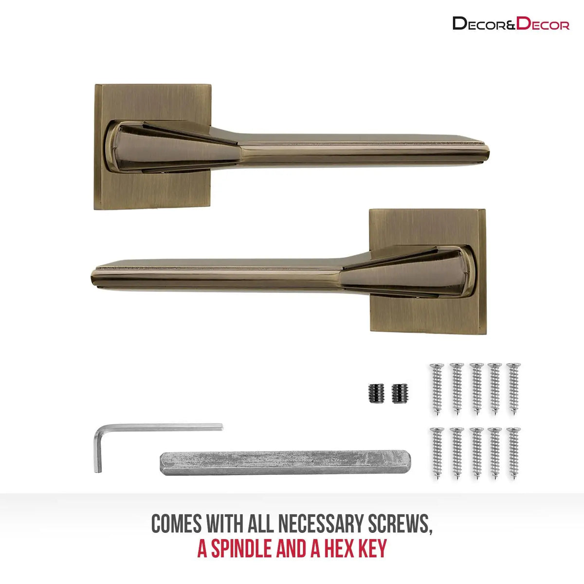 Pera Antique Brass Passage Door Handles - Latch and Hinge Set - & Handle –