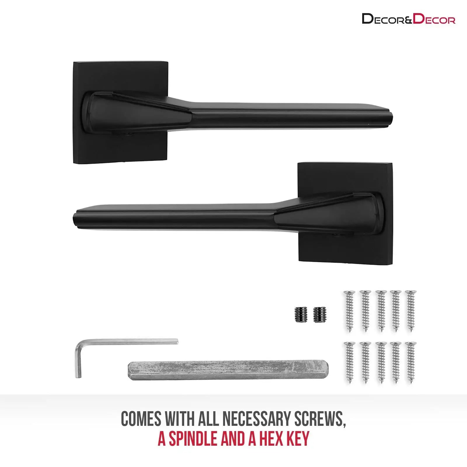 Pera Matt Black Passage Door Handles - Latch and Hinge Set - & Handle –