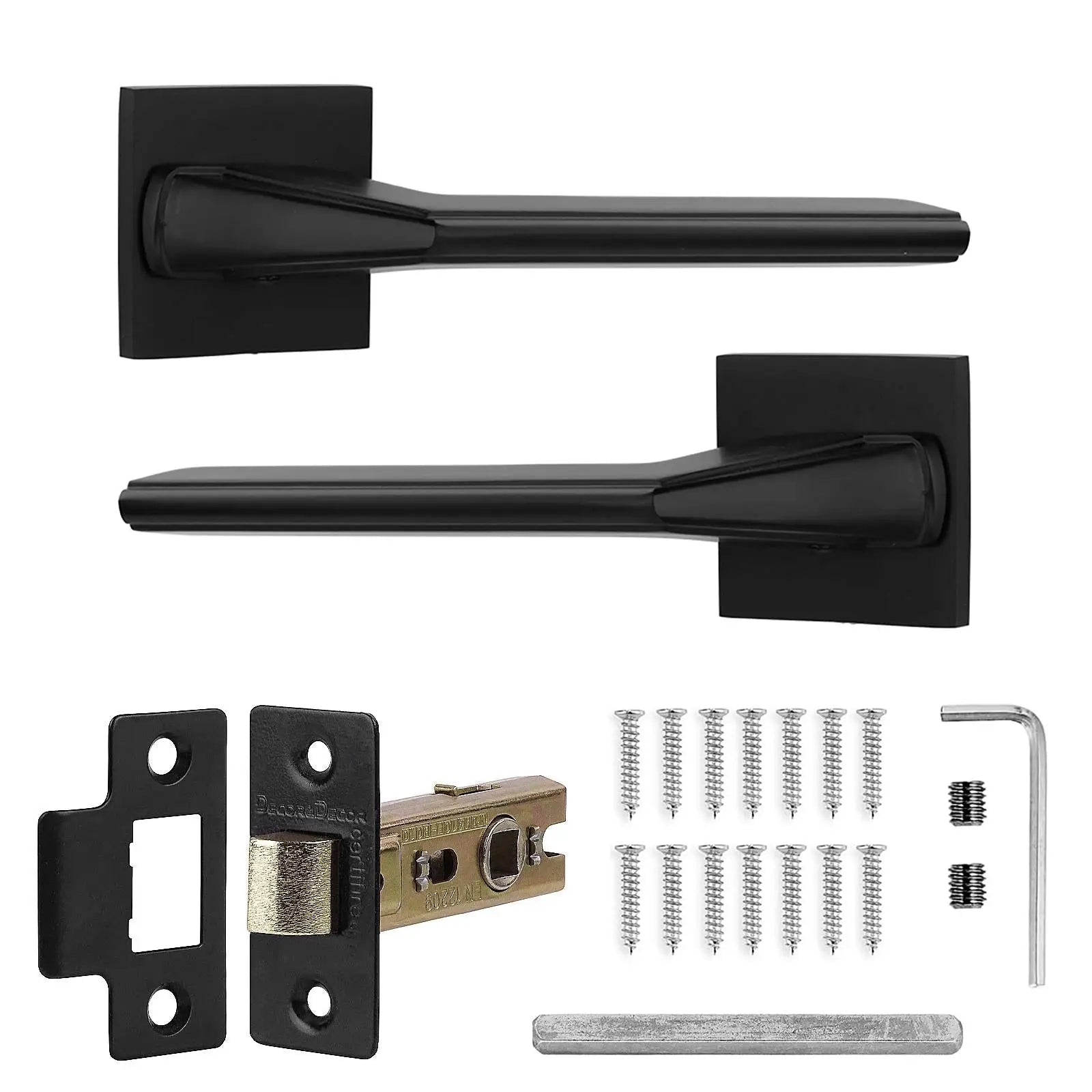 Pera Matt Black Passage Door Handles - Latch Kit Set - –