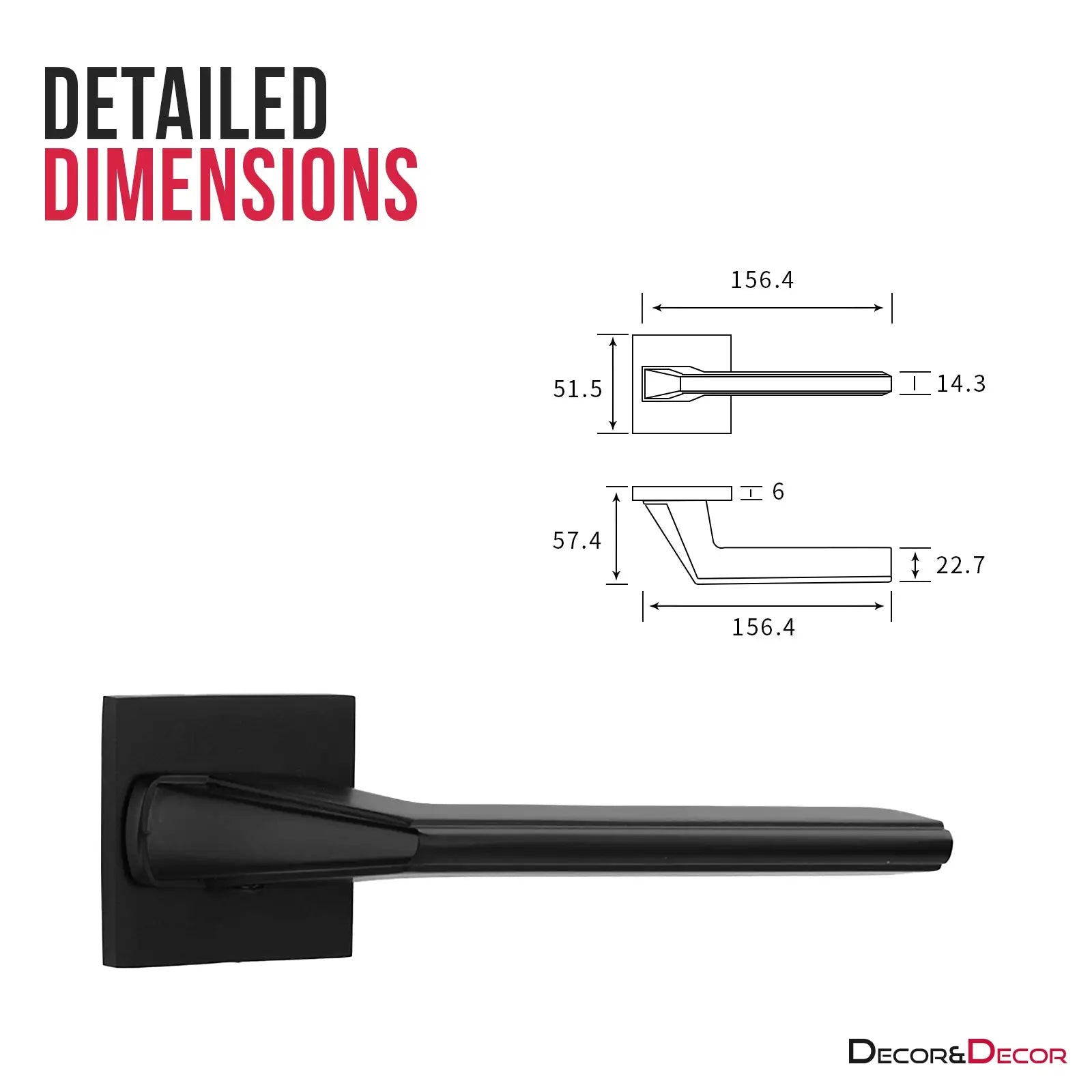 Pera Matt Black Passage Door Handles - Latch Kit Set - –
