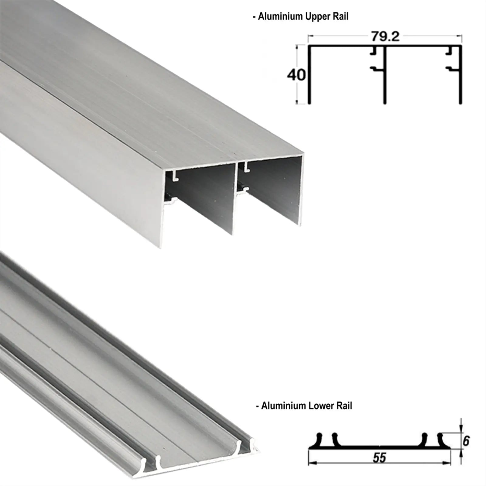PS-Slide Sliding Door Wardrobe System - 2 Door - 2400mm Track - Both Way Soft Close - Decor And Decor