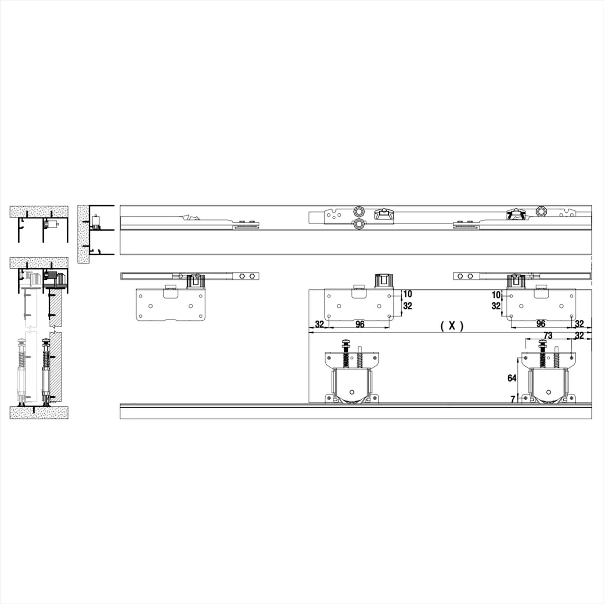 PS-Slide Sliding Door Wardrobe System - 4 Door - 3600mm Track - Both Way Soft Close – view 6