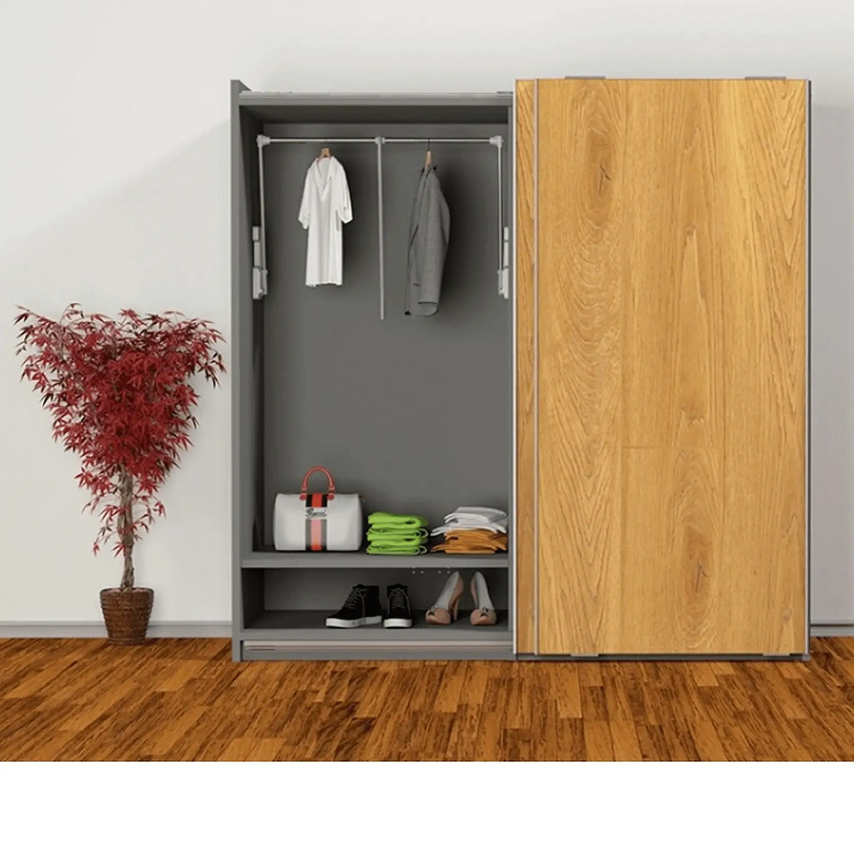 Pull Down Wardrobe Rail - 15Kg Soft Close 750mm-1150mm – view 5