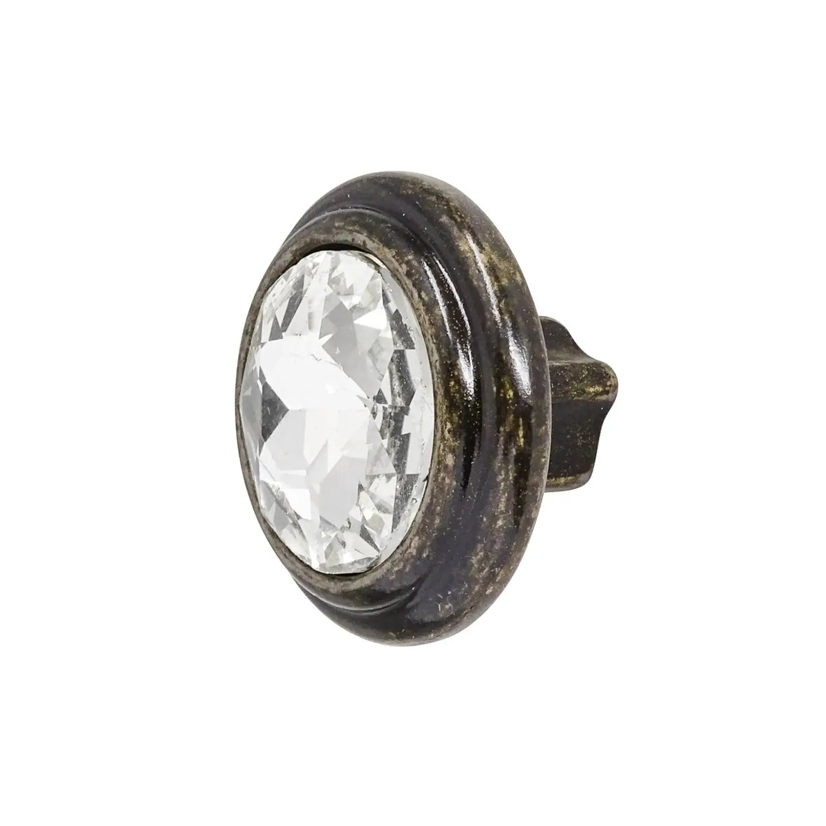 Raywood - Vintage Crystal Glass Cupboard Knob - Antique Brass
