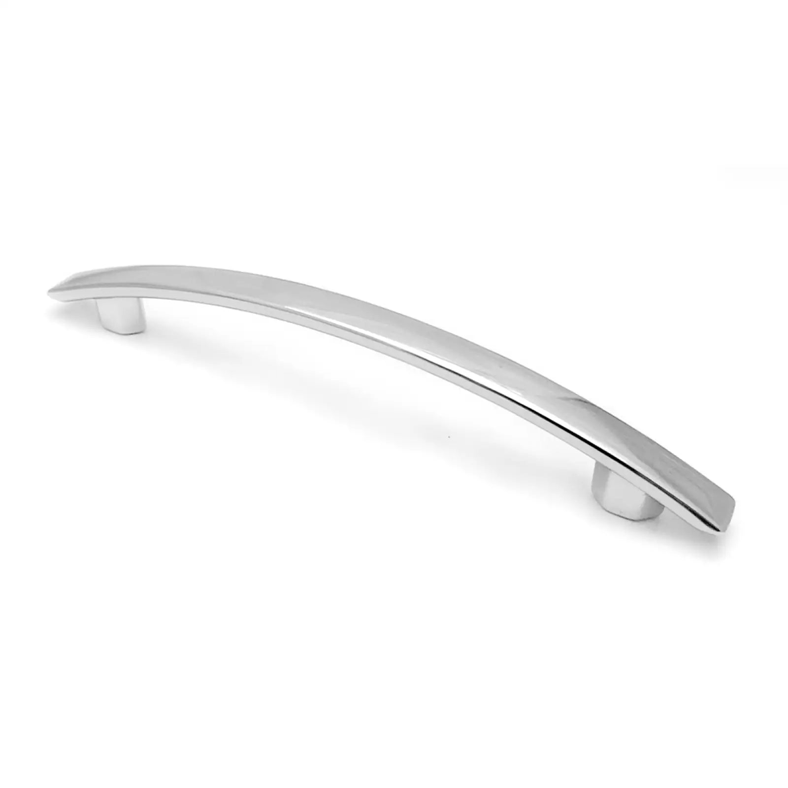 Curved chrome cabinet pull in Rochelle Bow Cupboard Handle Polished Chrome finish