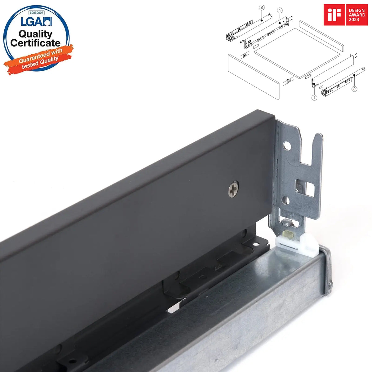 SAMET Push to Open Kitchen Drawer Box Gallery Rail Soft Close – view 8