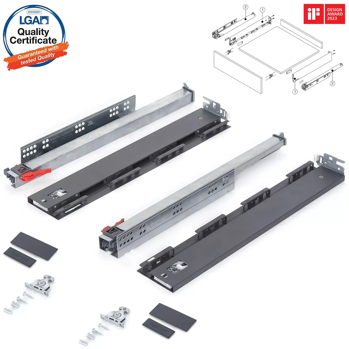 SAMET Push to Open Kitchen Drawer Box Gallery Rail Soft Close – view 6