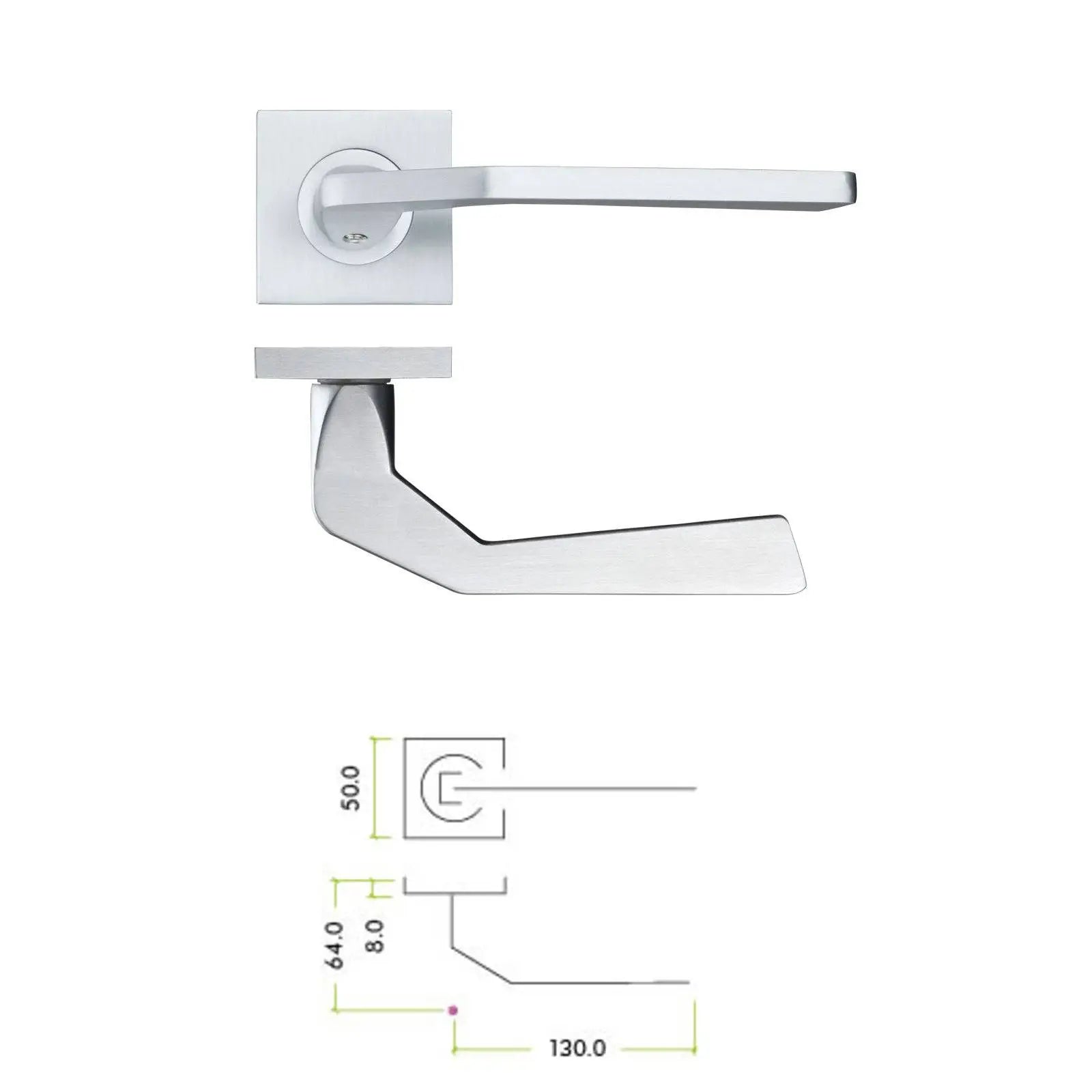 Satin Chrome Auriga Door Handles On Square Rose - Decor And Decor