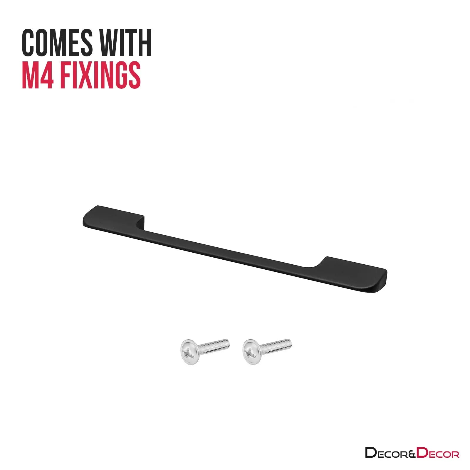 Black cabinet pull with screws from Semma D Shaped Kitchen Door Handle Matt Black