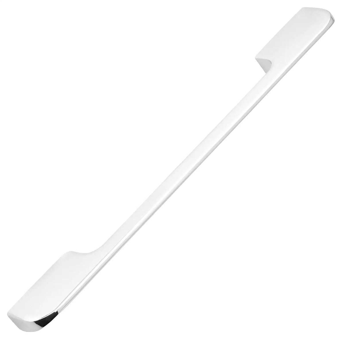Sleek chrome D shaped kitchen door handle from Semma in polished finish