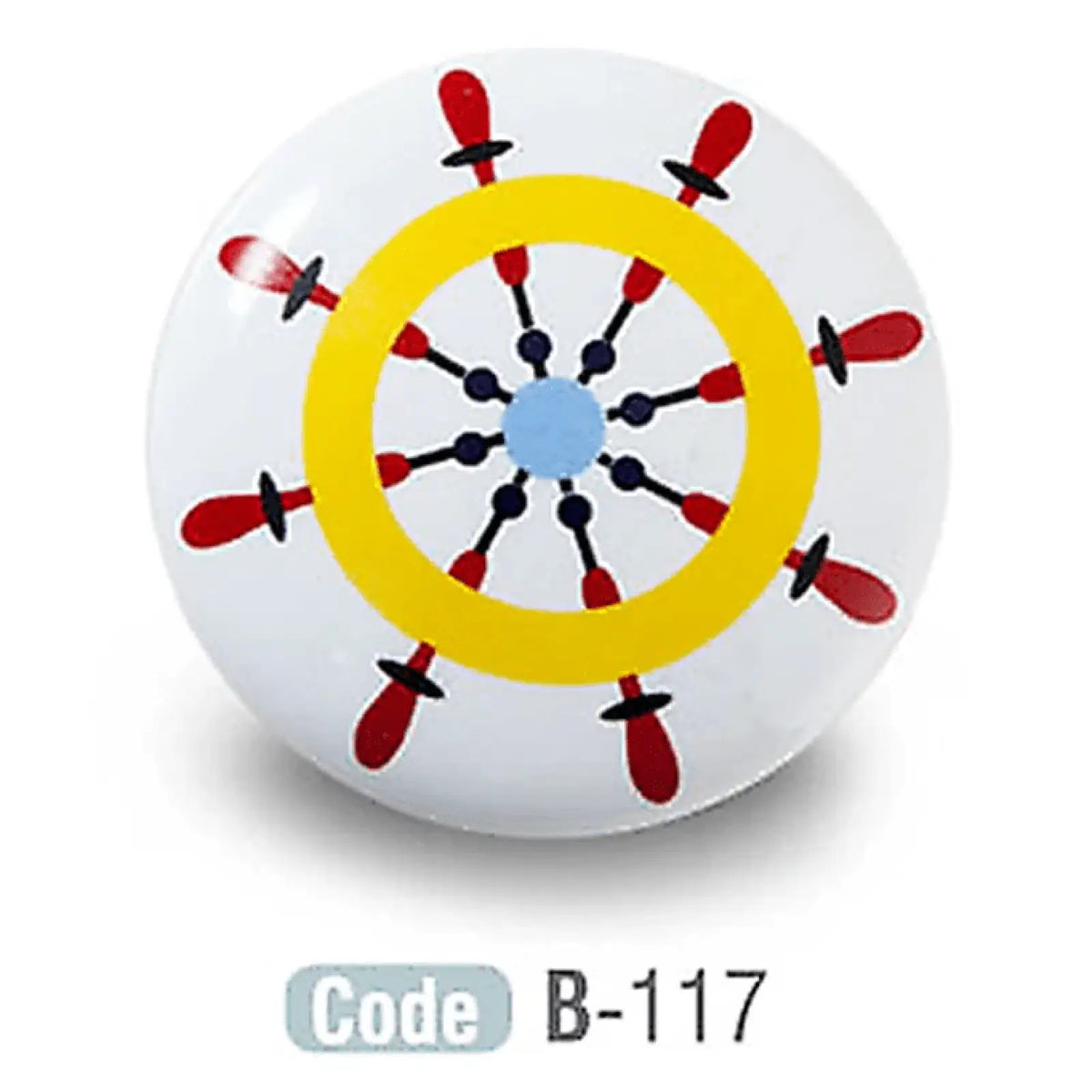 Ship Wheel Kids Ceramic Cupboard Knobs Porcelain