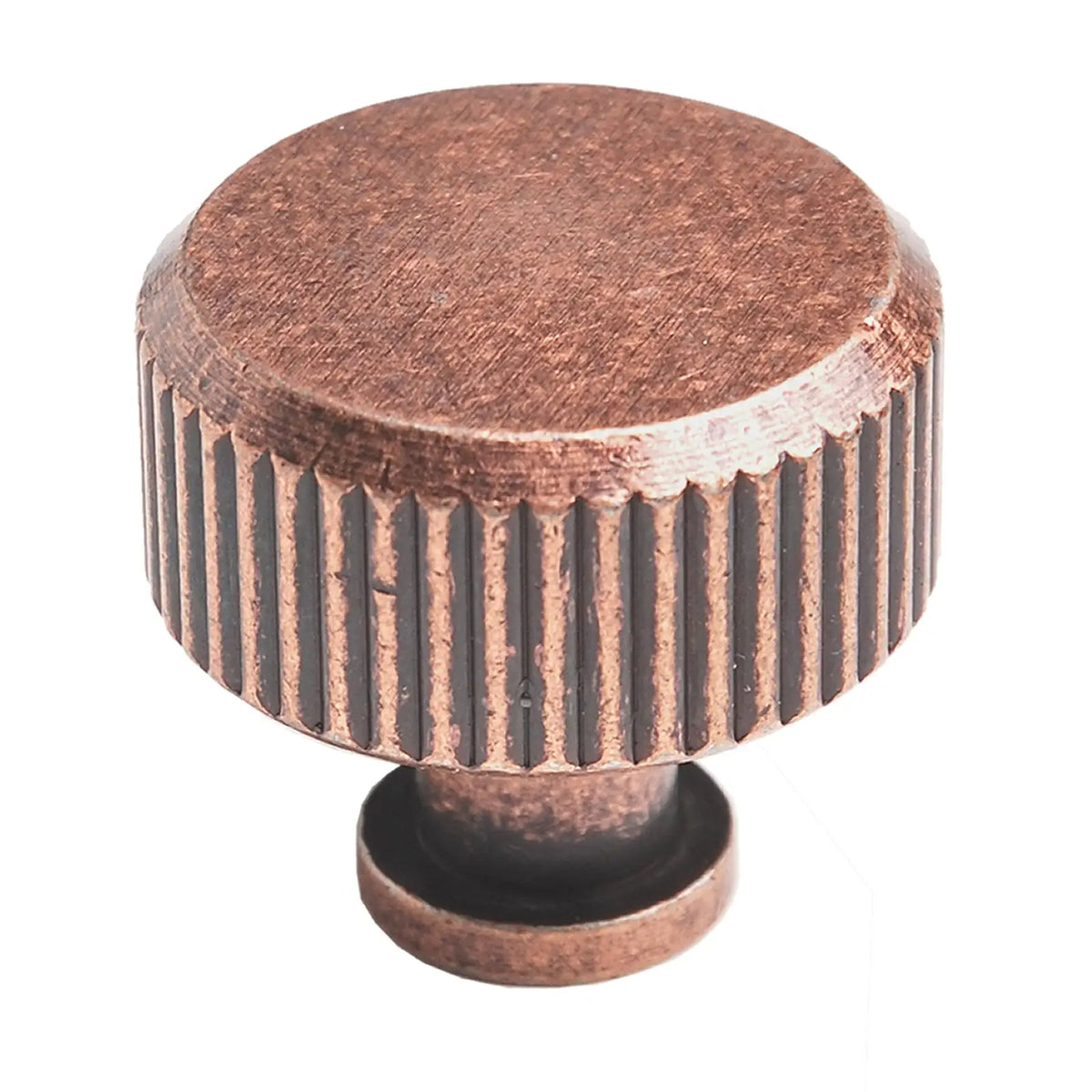 Sienna - Lines Knurled Round Cabinet Knob - Antique Copper - Knobs – Vintage Style