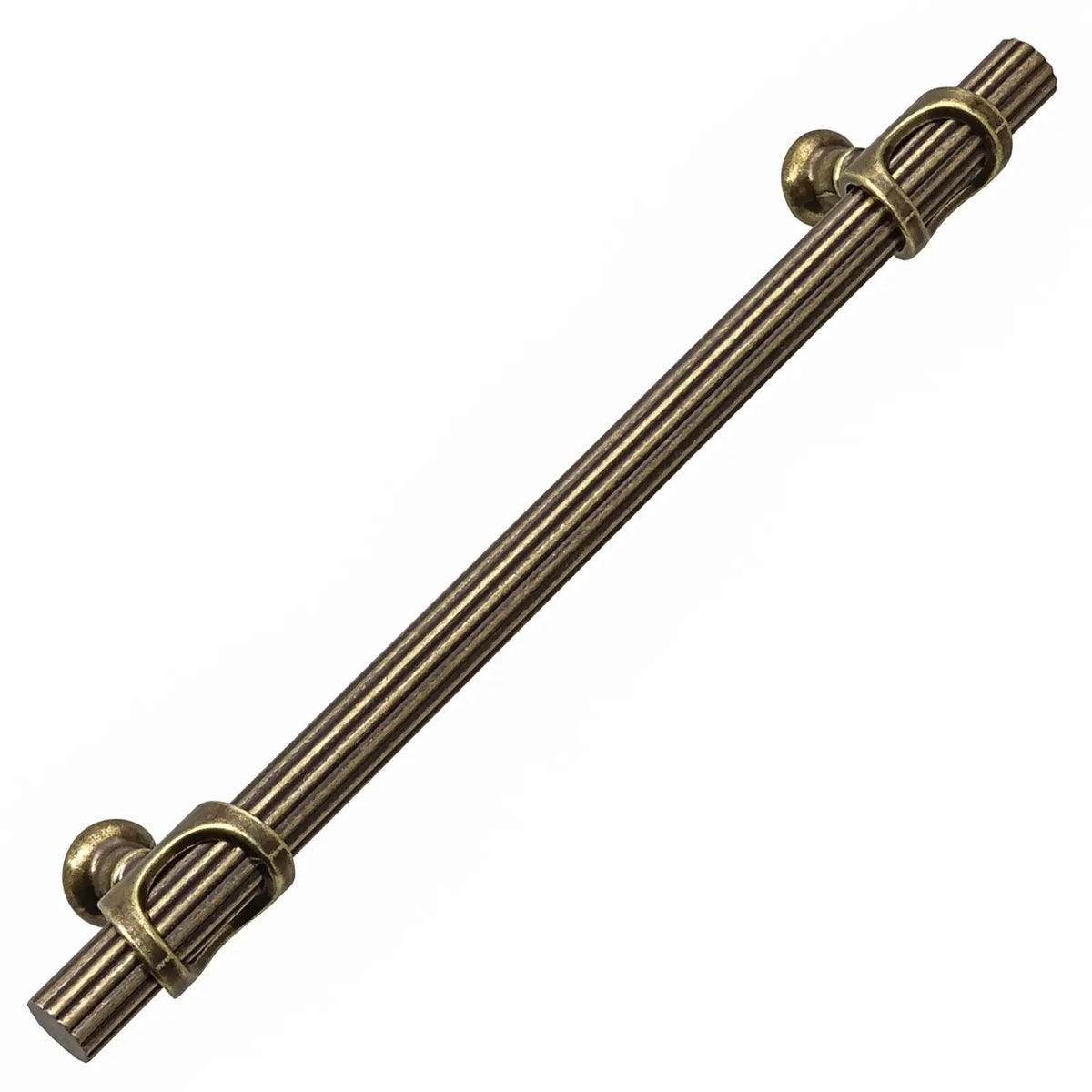 Antique brass reeded cabinet pull handle from Sienna kitchen collection