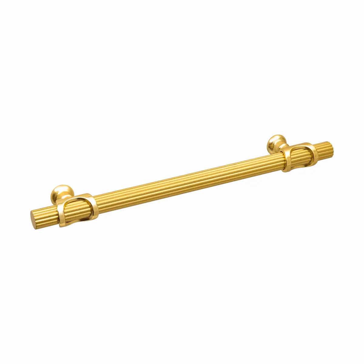Gold Reeded Cabinet Pull in Sienna Lines Knurled T-Bar Kitchen Handle Matt Gold Finish