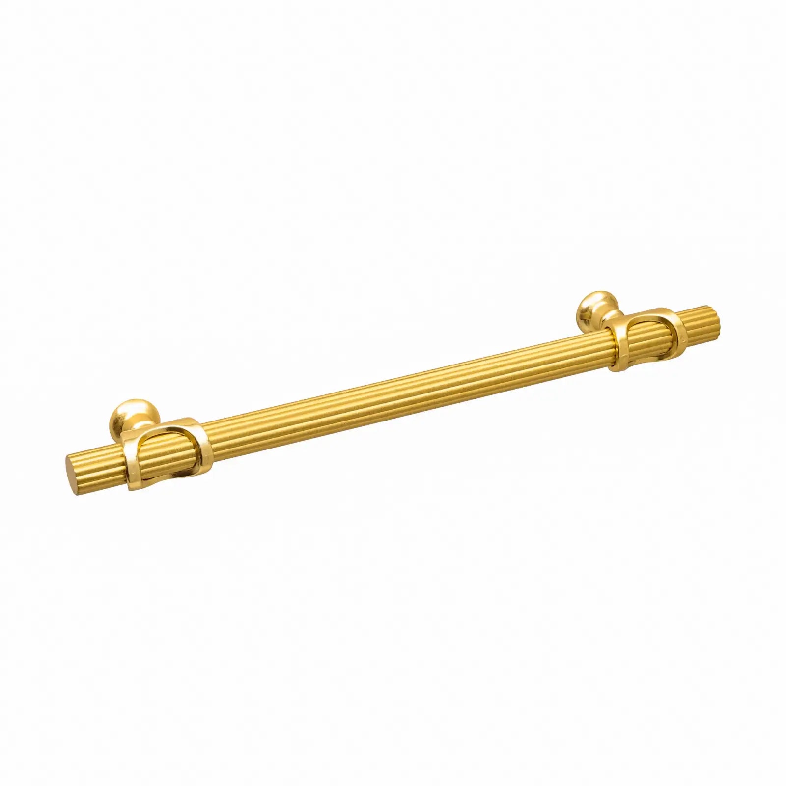 Gold Reeded Cabinet Pull in Sienna Lines Knurled T-Bar Kitchen Handle Matt Gold Finish