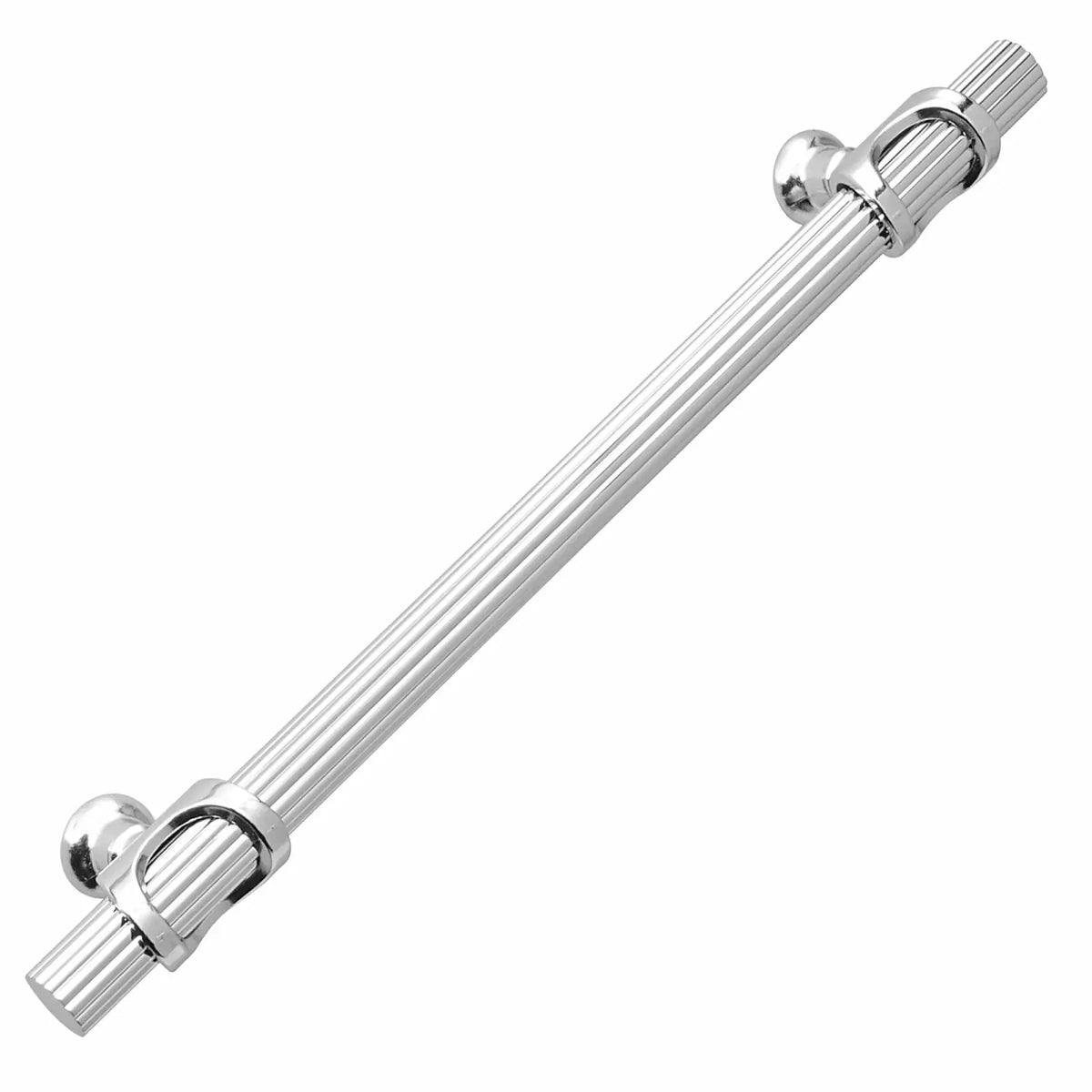 Silver Reeded Cabinet Pull for Sienna Lines Knurled T-Bar Handle in Polished Chrome