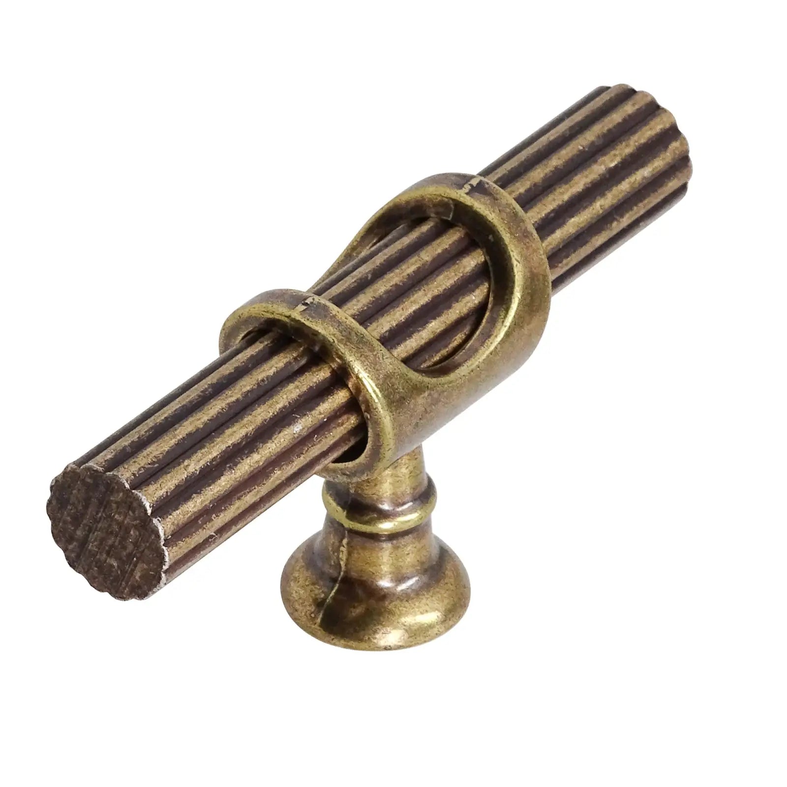 Antique brass Sienna Lines Knurled T-Bar kitchen cabinet pull knob for stylish decor