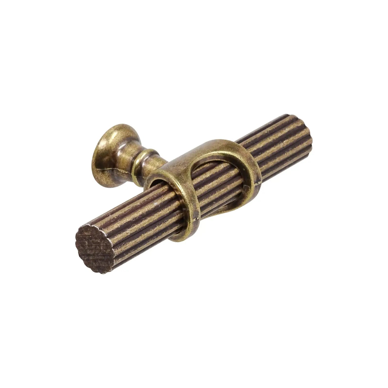 Sienna Lines Knurled T-Bar Kitchen Cabinet Pull Knob in Antique Brass finish